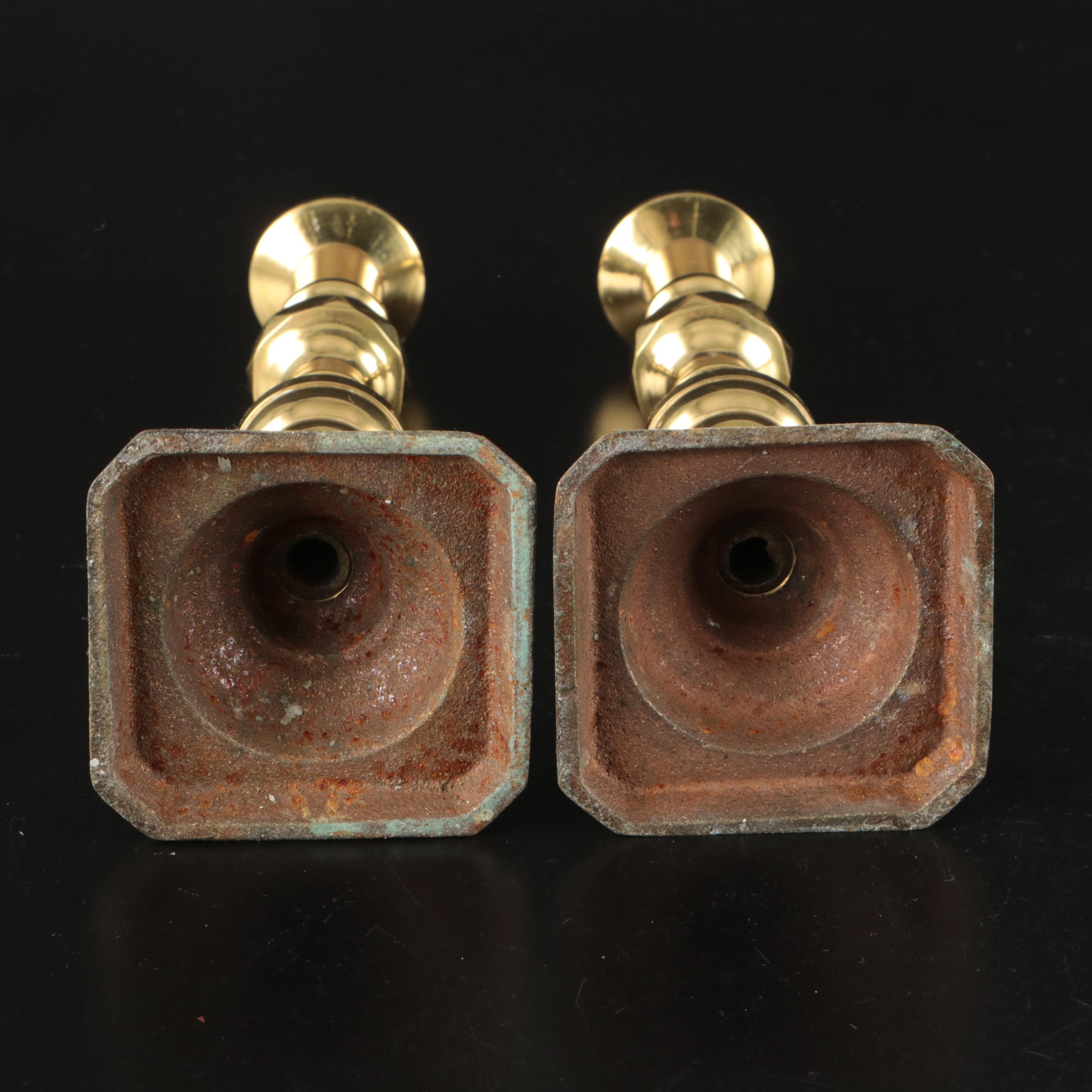 Baldwin and Other Brass Candle Holder with Brass Candle Sconces