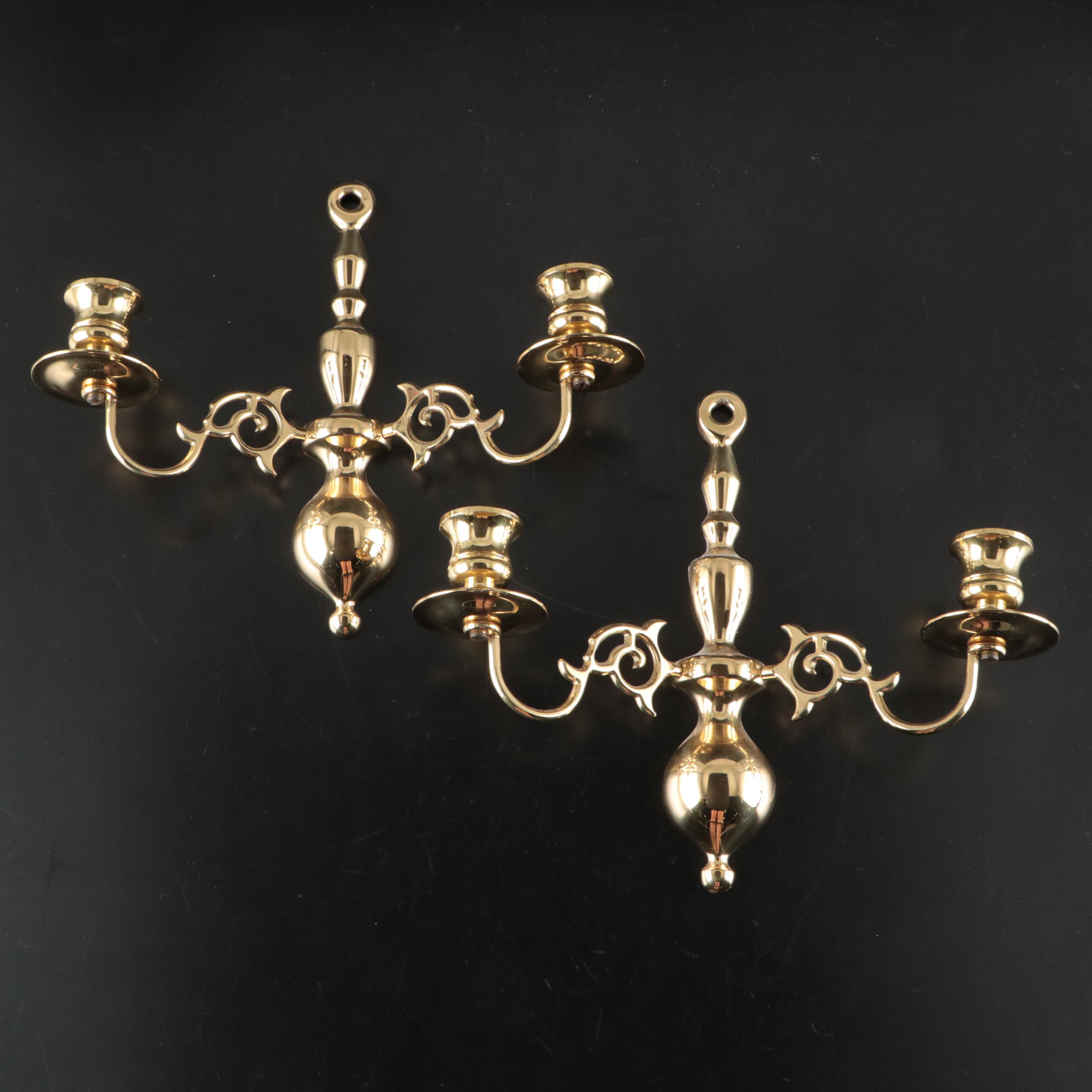 Baldwin and Other Brass Candle Holder with Brass Candle Sconces