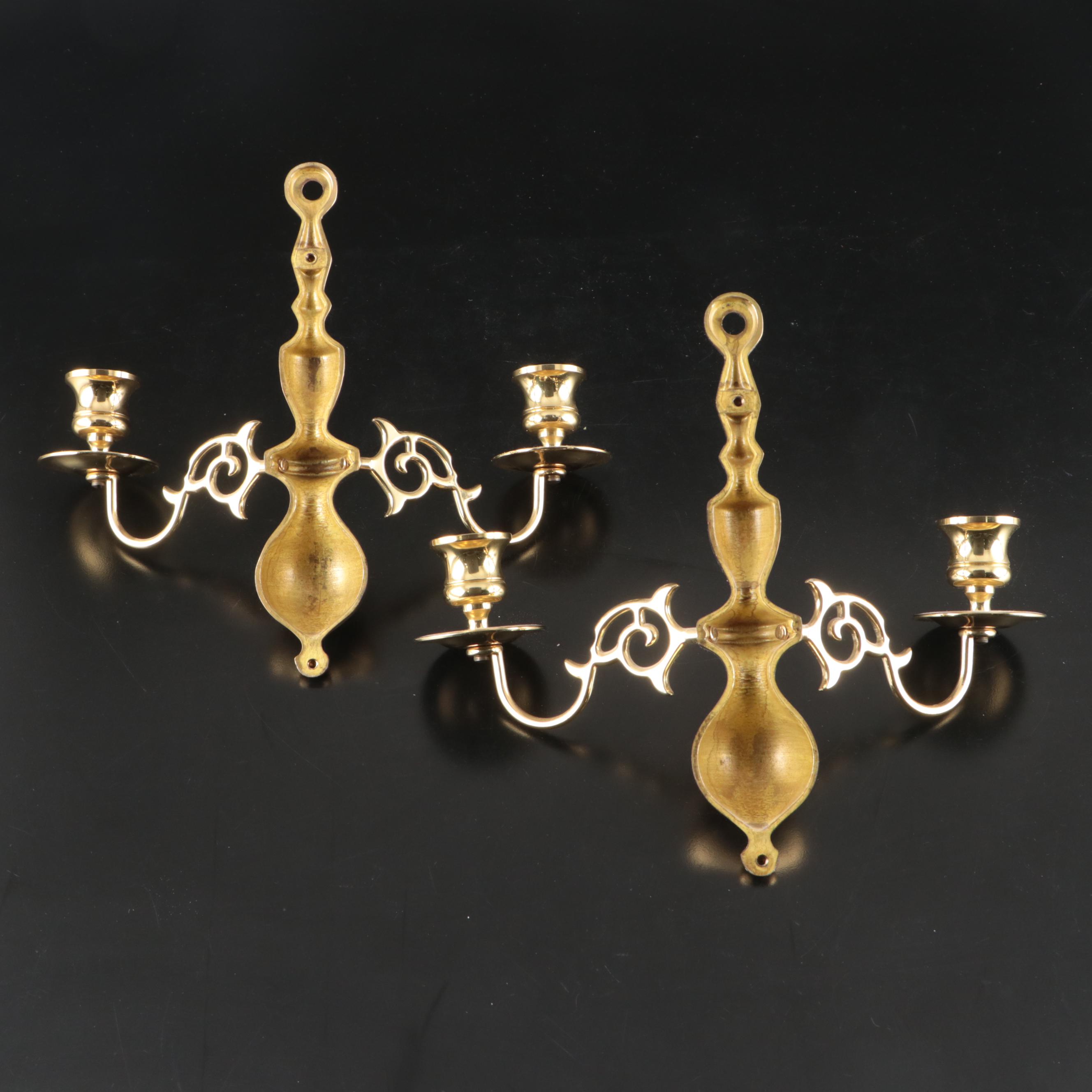 Baldwin and Other Brass Candle Holder with Brass Candle Sconces