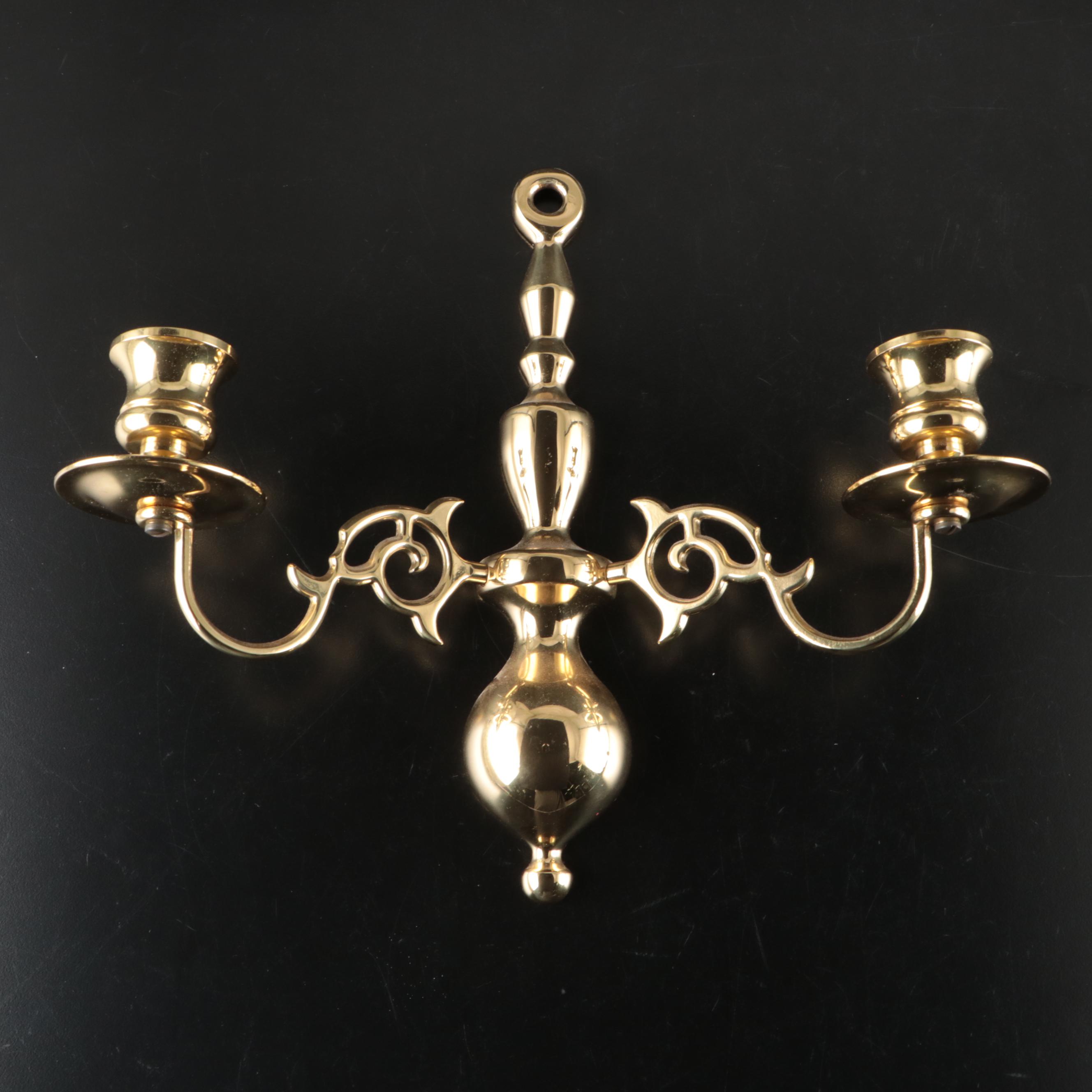 Baldwin and Other Brass Candle Holder with Brass Candle Sconces