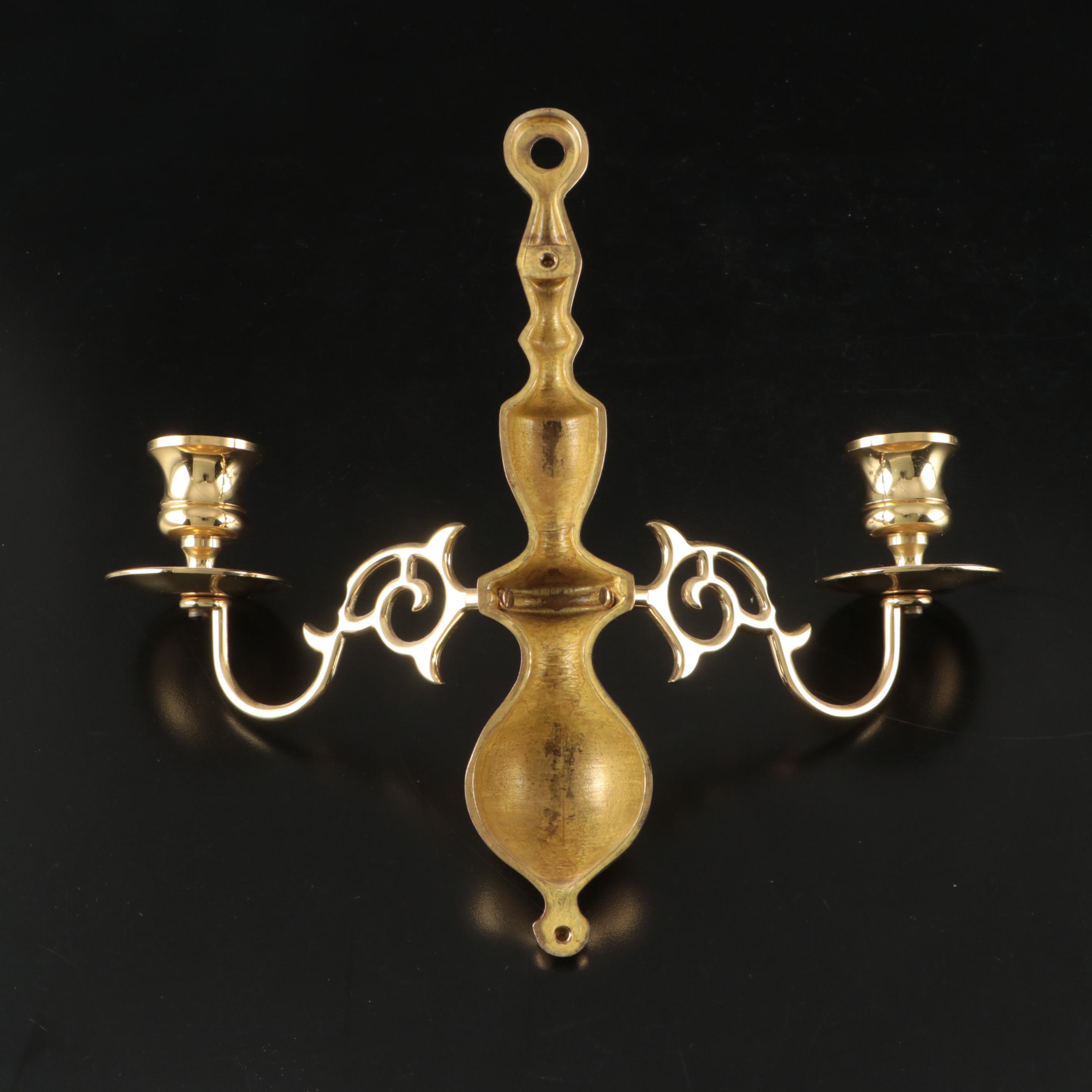 Baldwin and Other Brass Candle Holder with Brass Candle Sconces