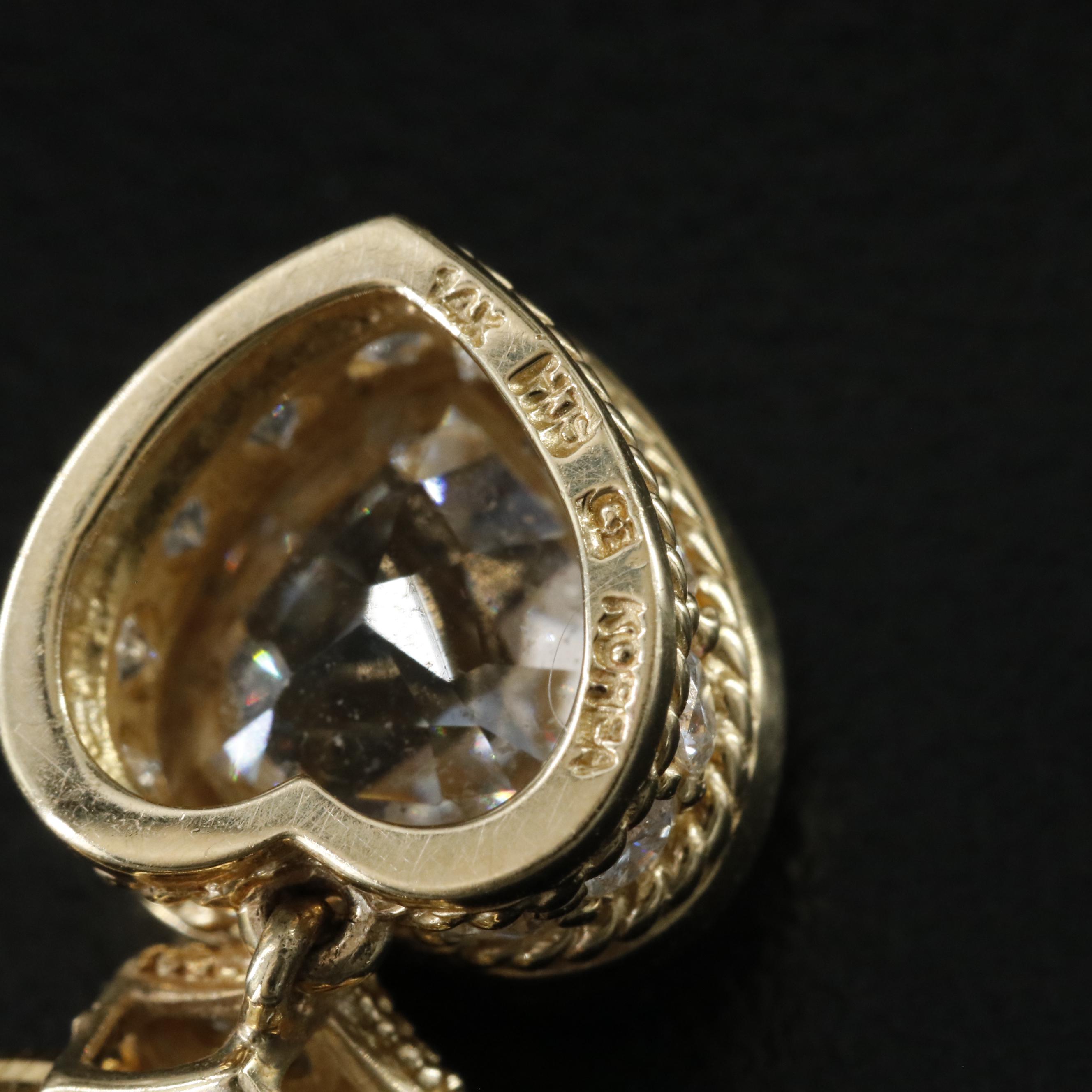 14K CZ Heart Pendant Necklace