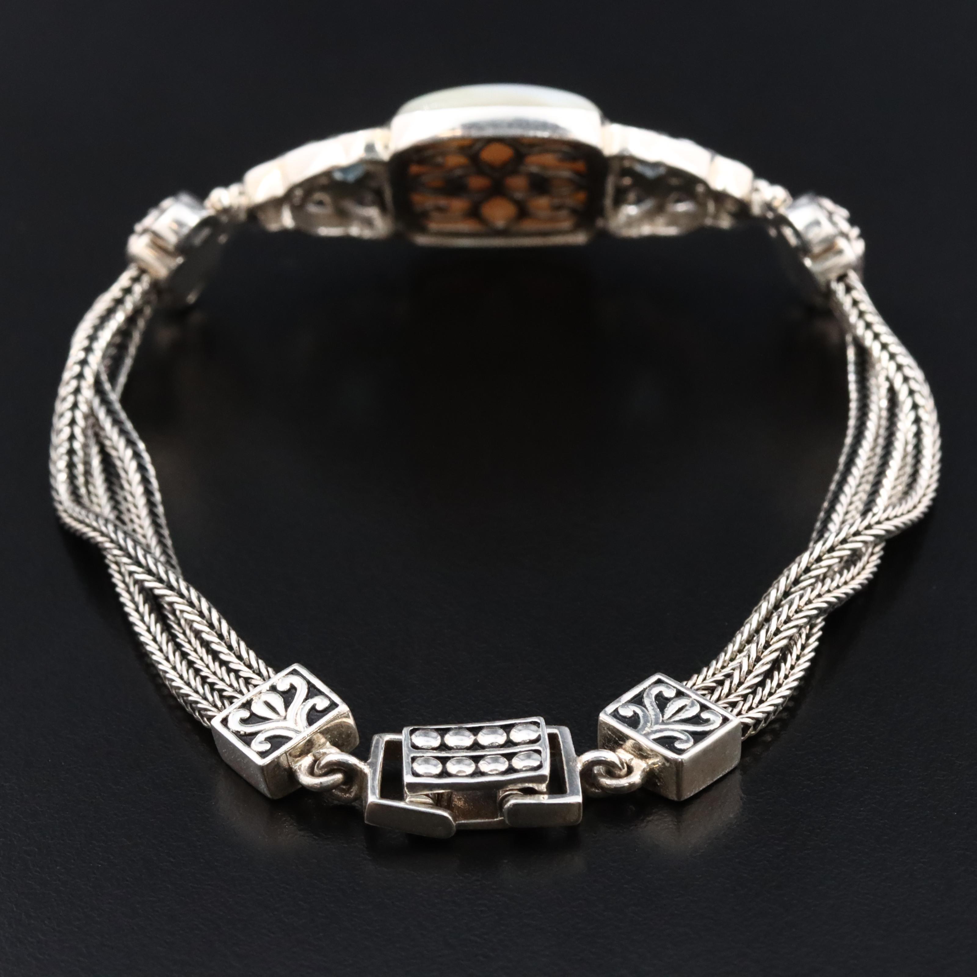 Sterling Mother of Pearl and Sky Blue Topaz Bracelet