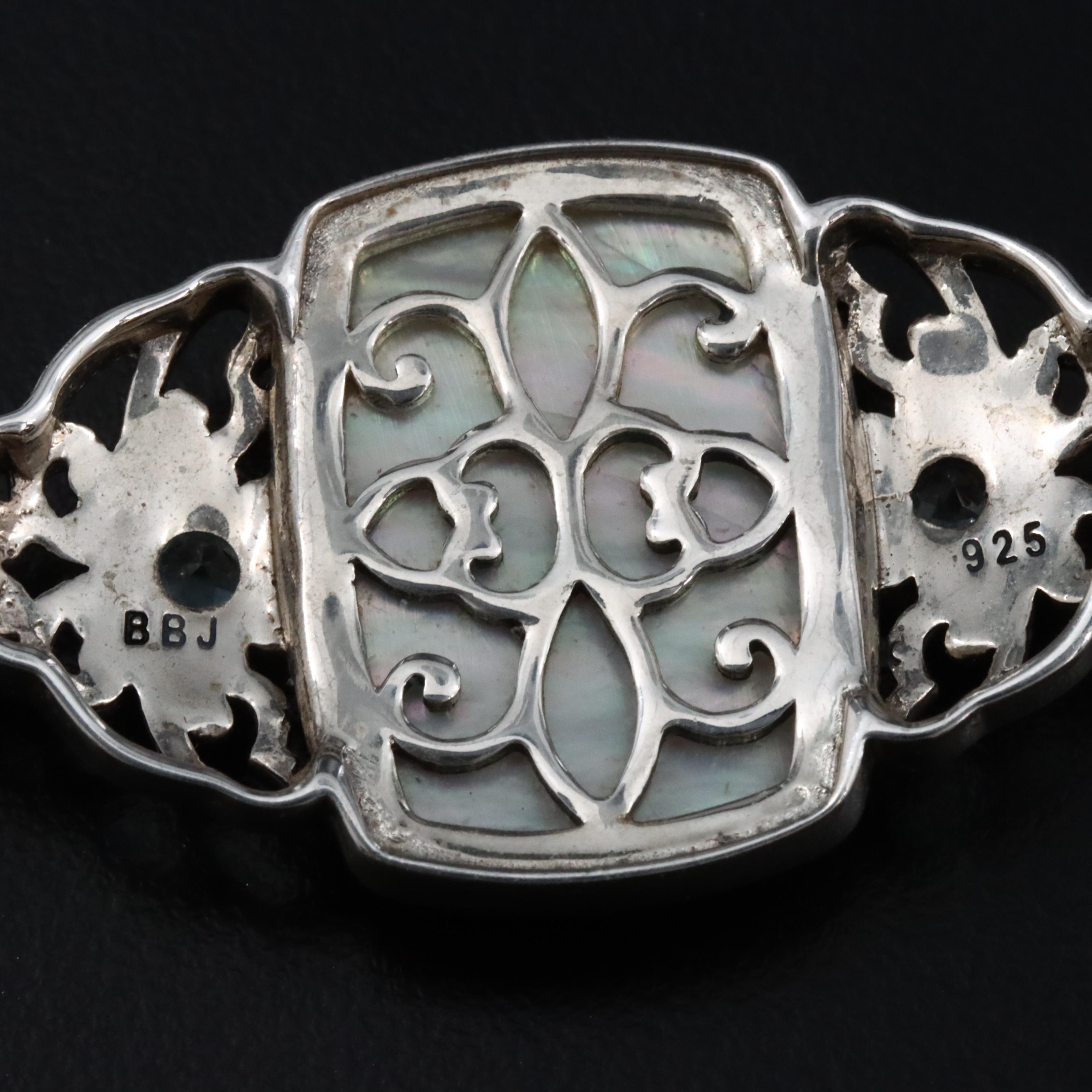 Sterling Mother of Pearl and Sky Blue Topaz Bracelet