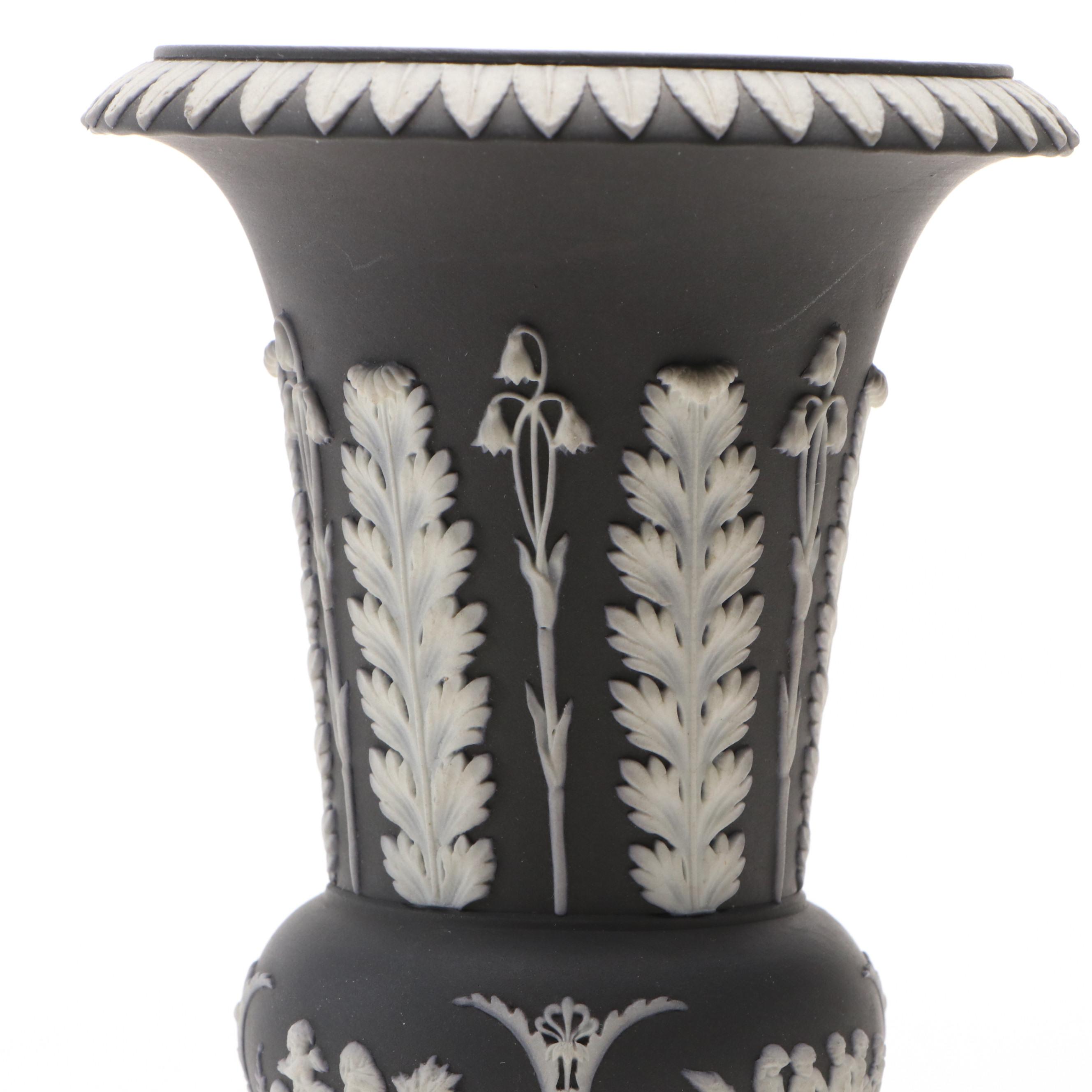 Wedgwood Black Jasperware Vase and Lidded Vessels