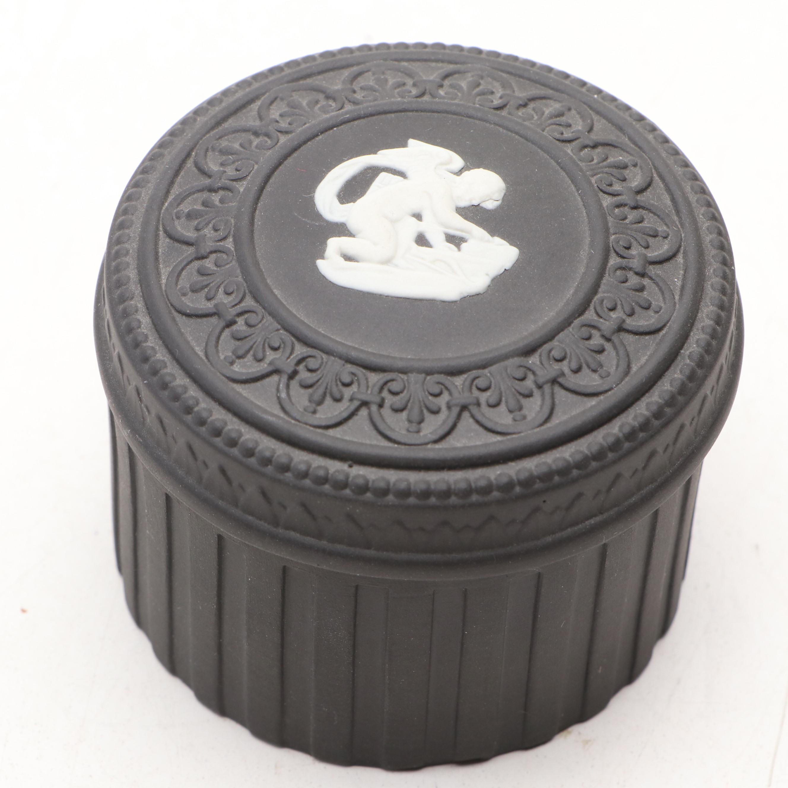 Wedgwood Black Jasperware Vase and Lidded Vessels