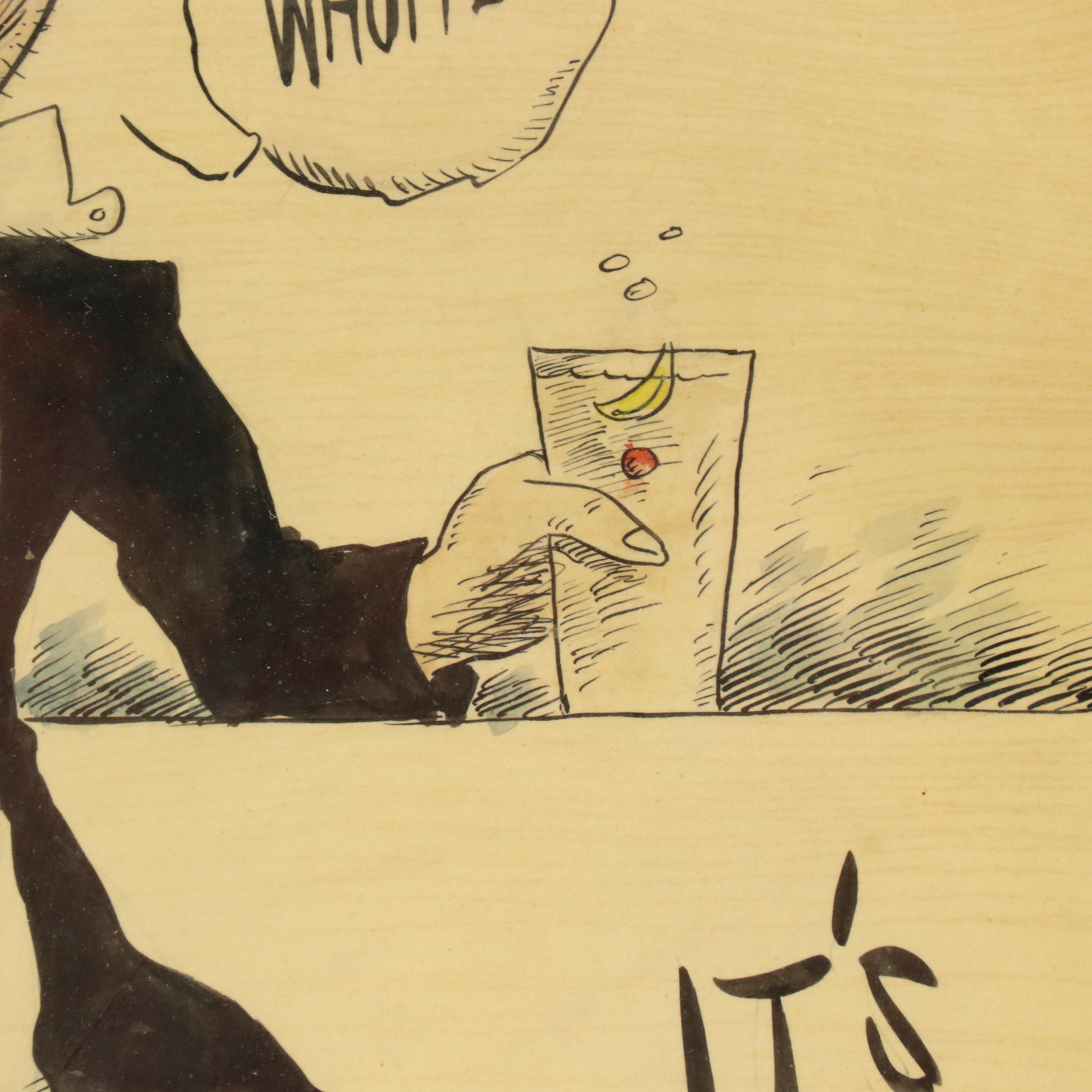 Ink Illustration Advertisement for Phil's Singapore Slings, 20th Century