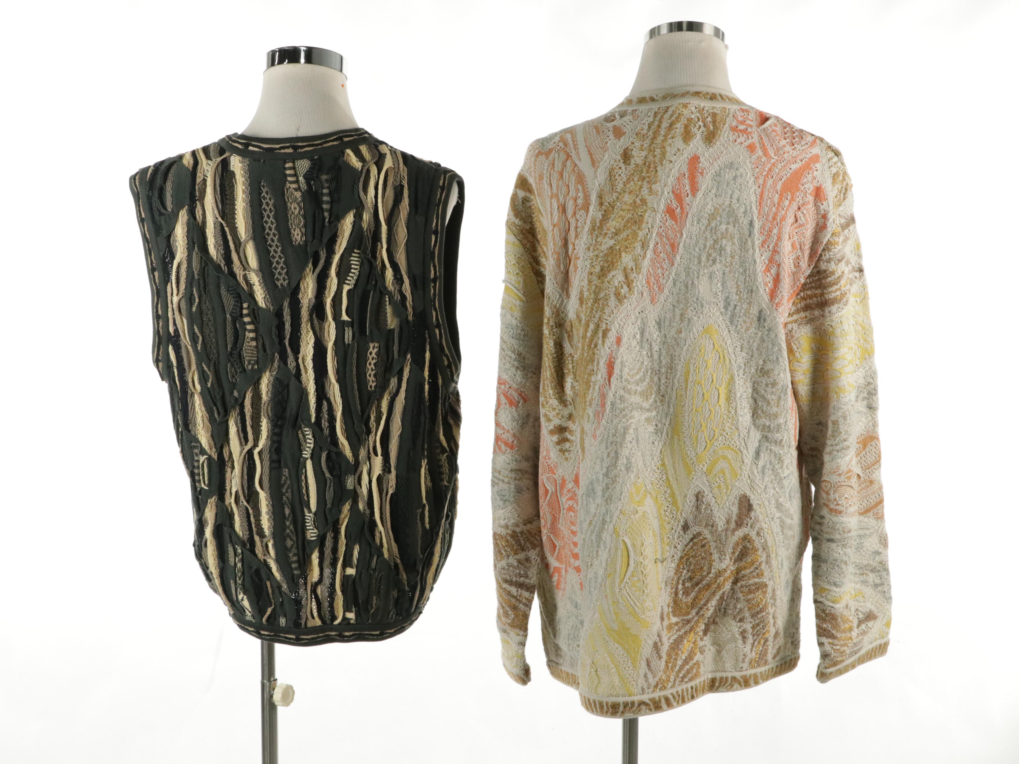 Men's COOGI Australia Textured Knit Cotton Pullover and Sweater Vest, 1980s