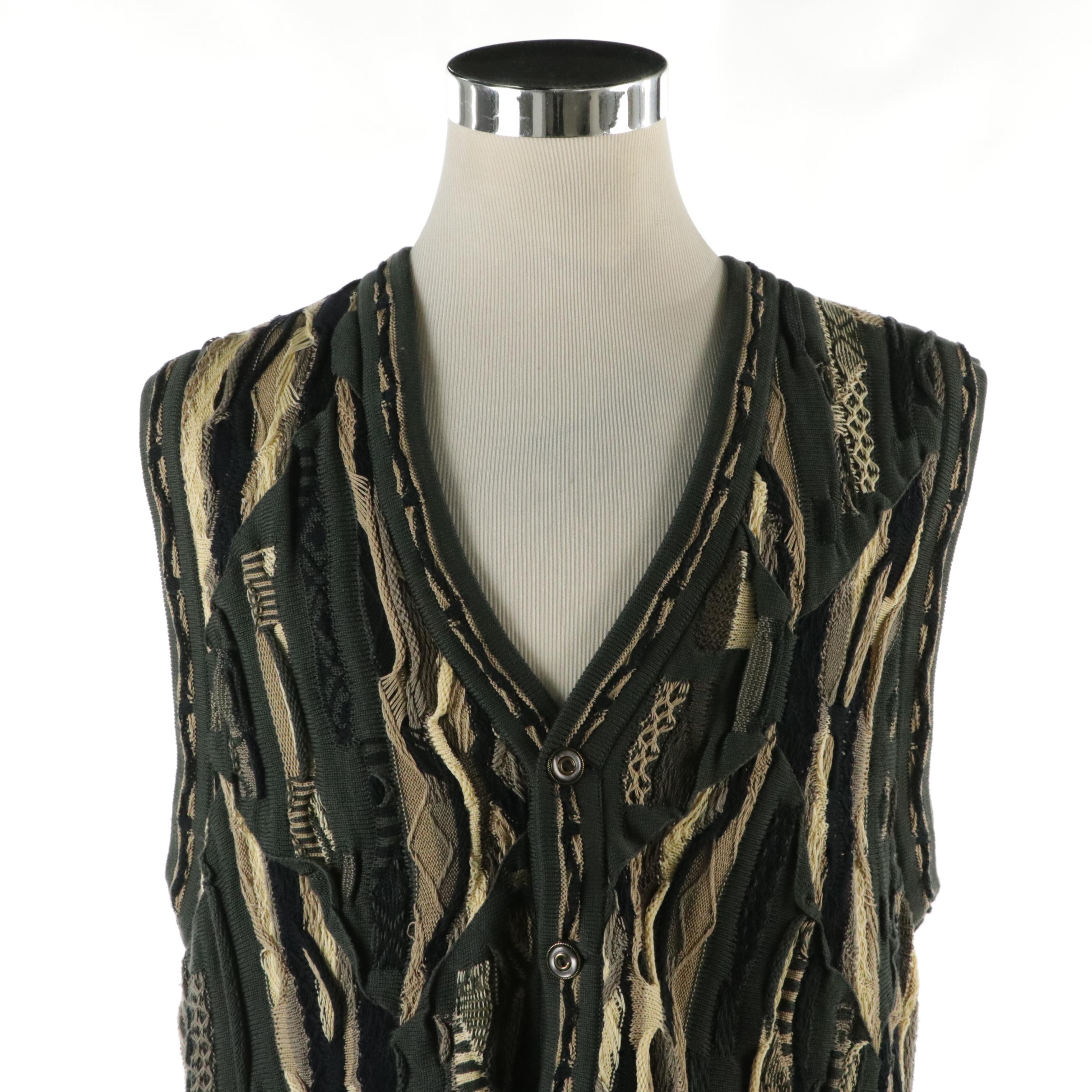 Men's COOGI Australia Textured Knit Cotton Pullover and Sweater Vest, 1980s