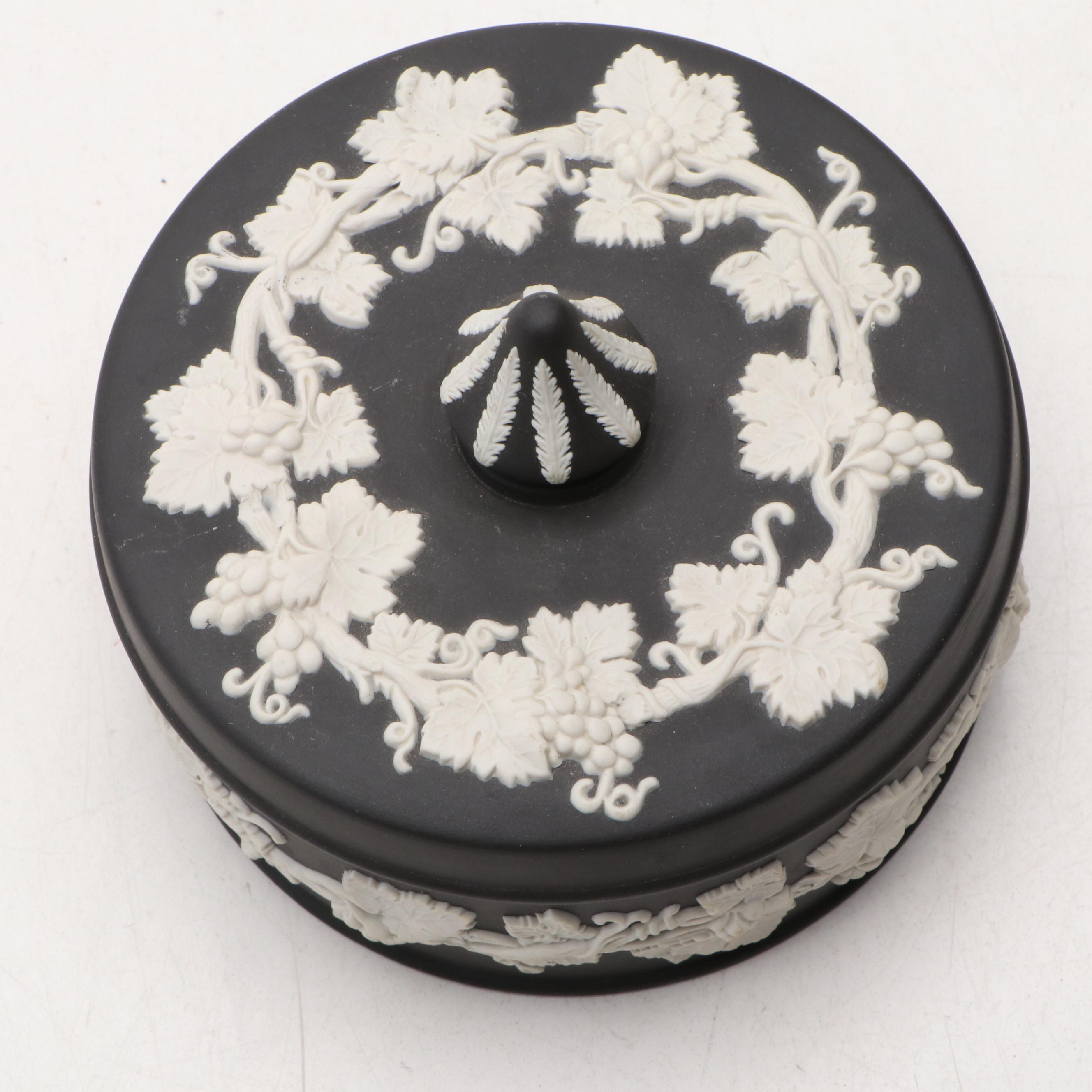 Wedgwood Round Black Jasperware Lidded Vessels