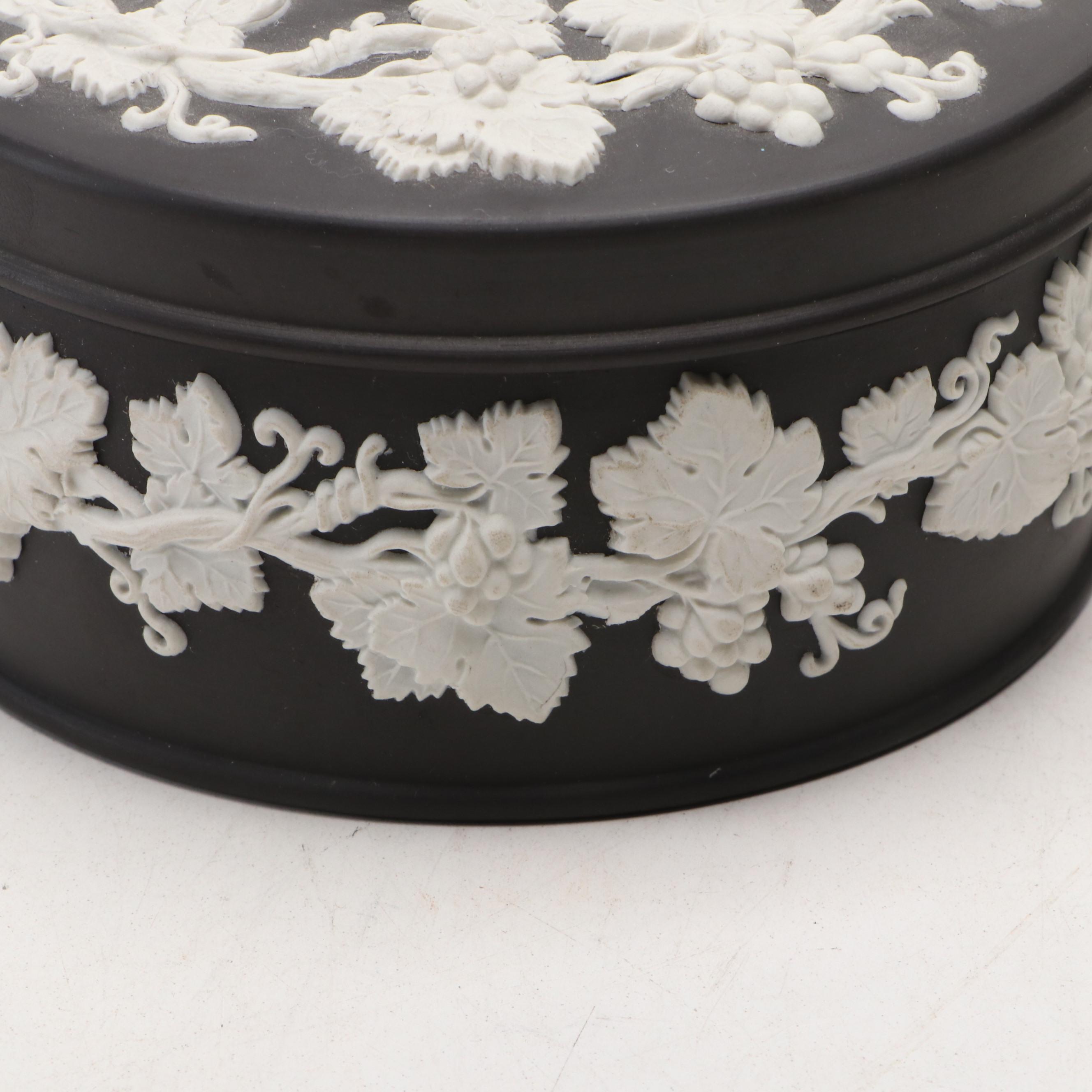 Wedgwood Round Black Jasperware Lidded Vessels