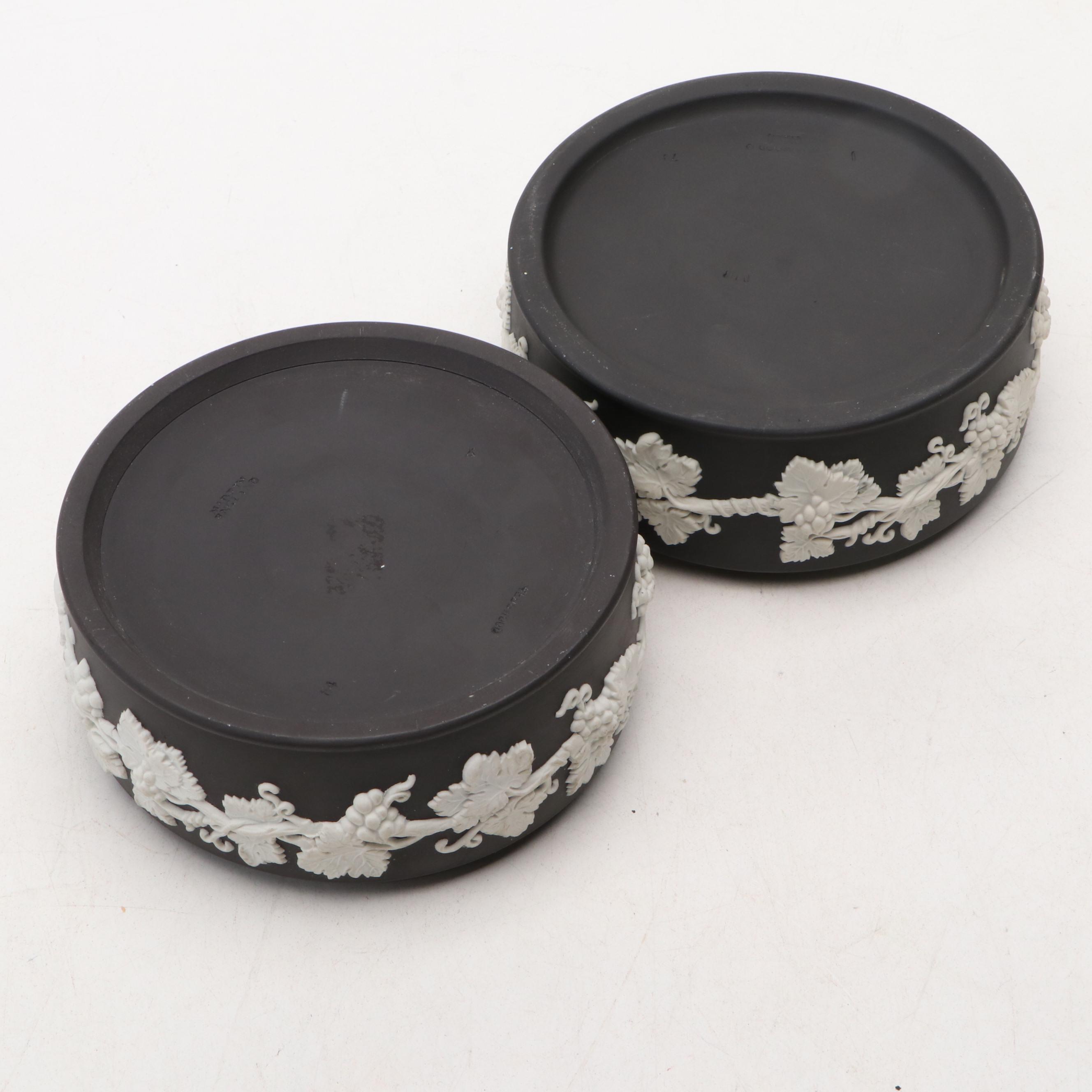 Wedgwood Round Black Jasperware Lidded Vessels