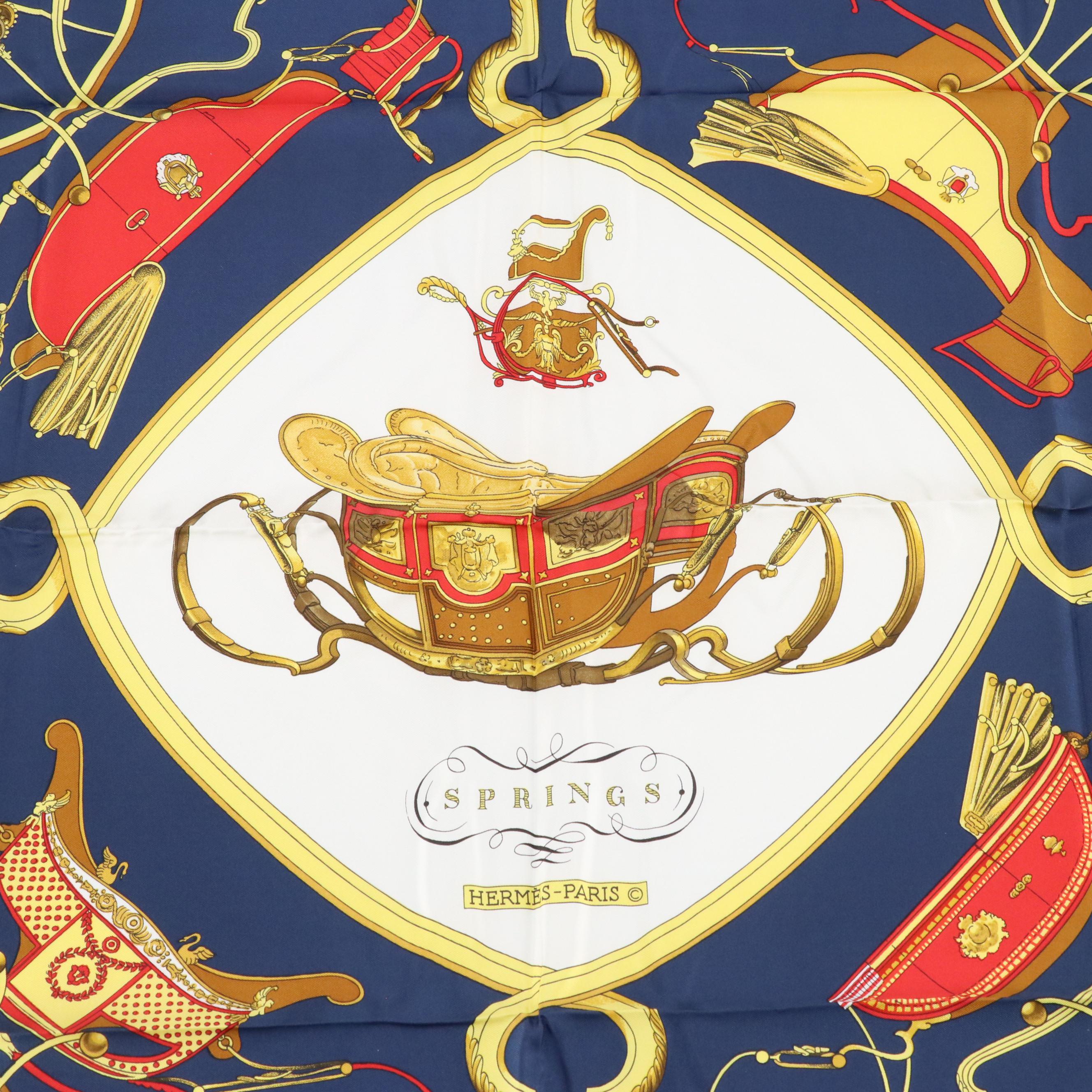 Hermès Early Issue "Springs" Scarf 90 in Silk Twill with Retail Sleeve