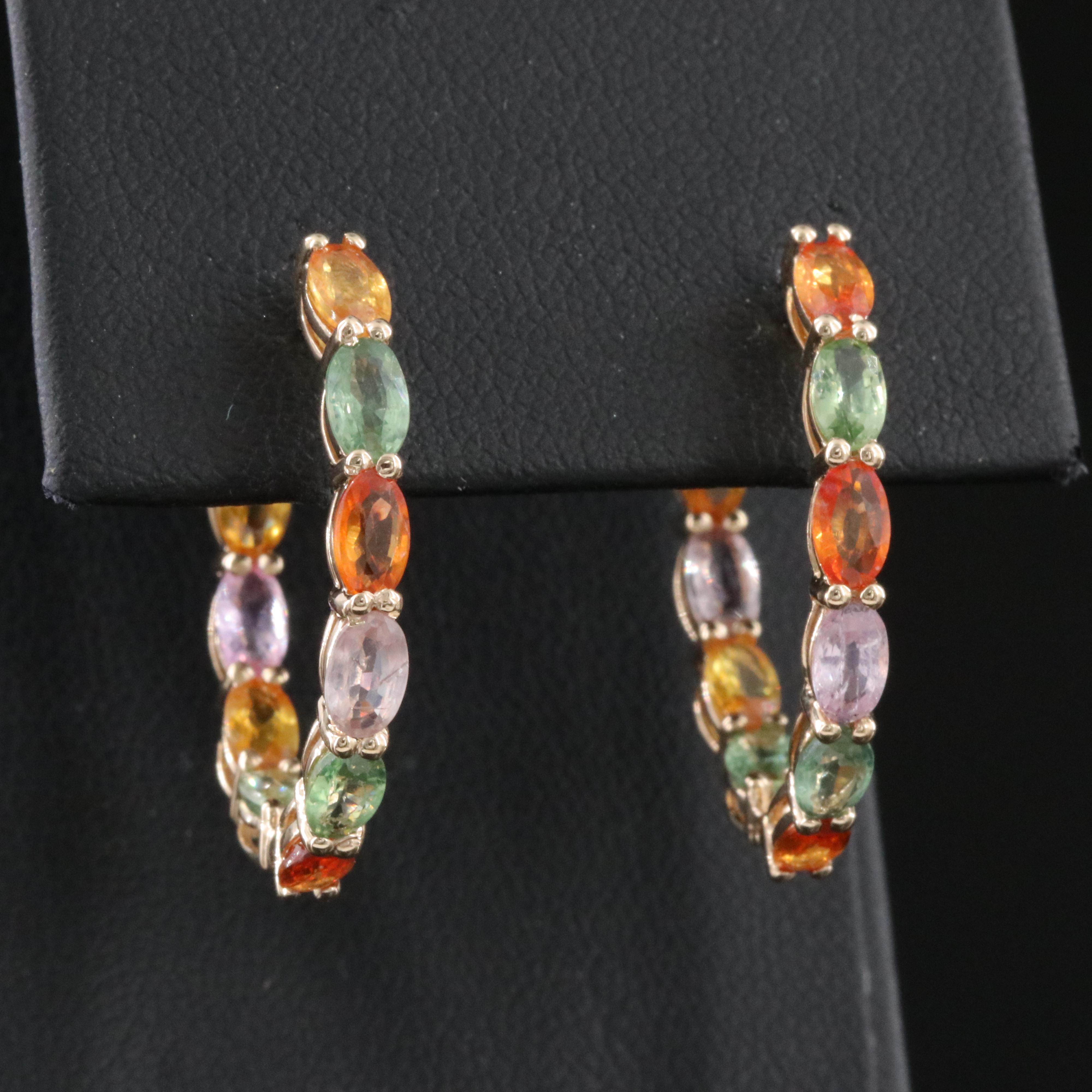 14K Sapphire Inside-Out Hoop Earrings