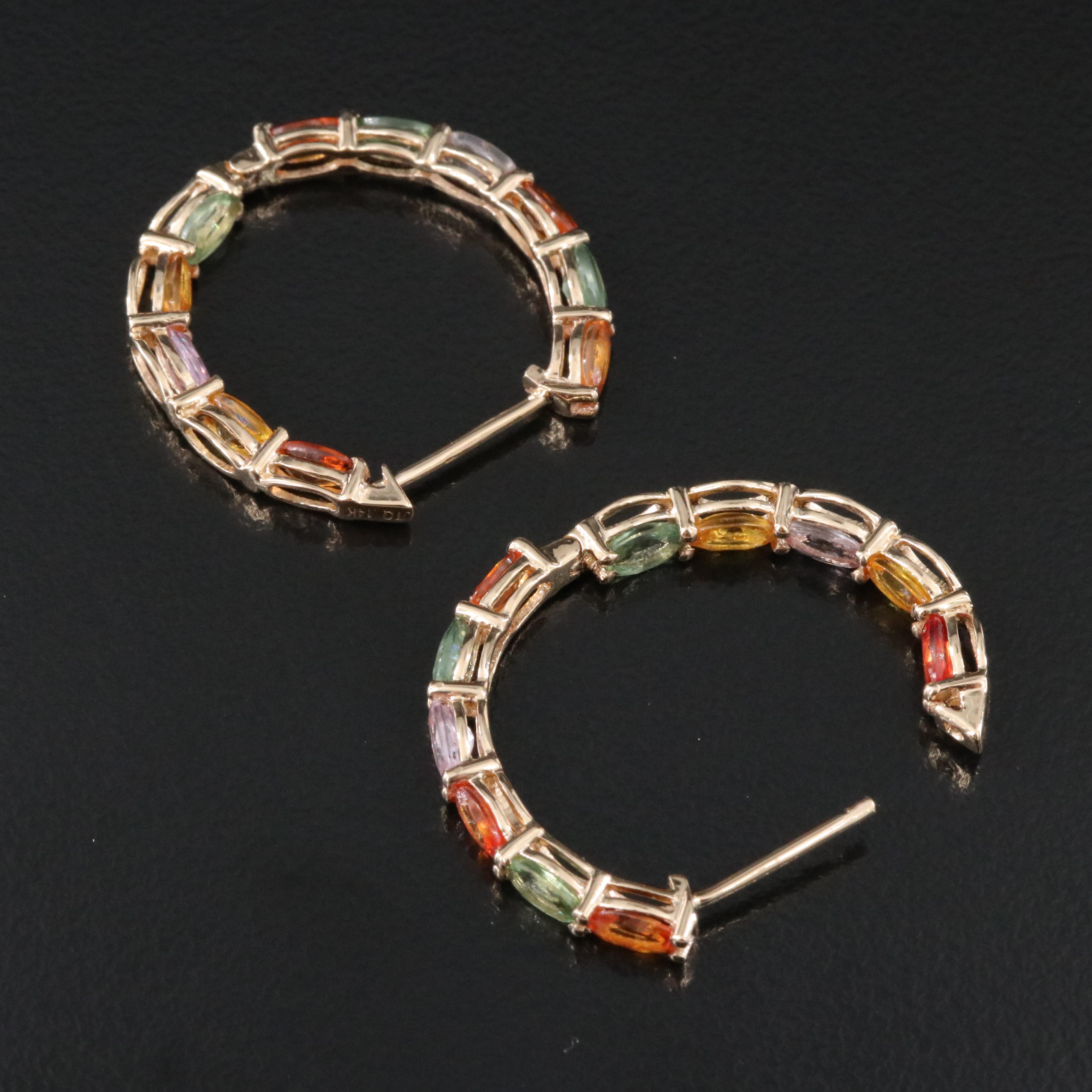 14K Sapphire Inside-Out Hoop Earrings