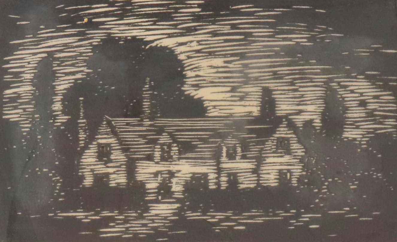 E. Pickering Residential Landscape Woodcut "Horizontals"