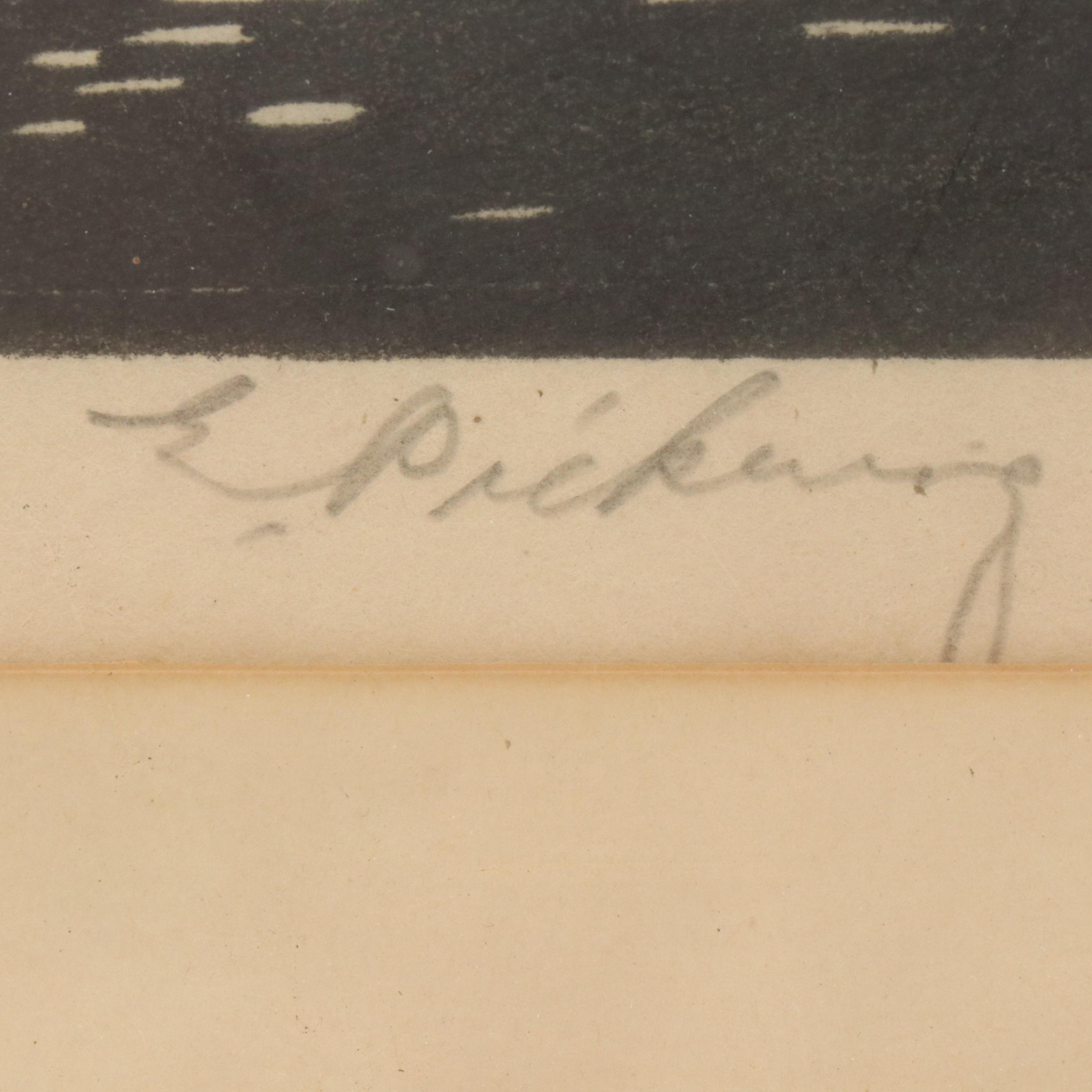 E. Pickering Residential Landscape Woodcut "Horizontals"