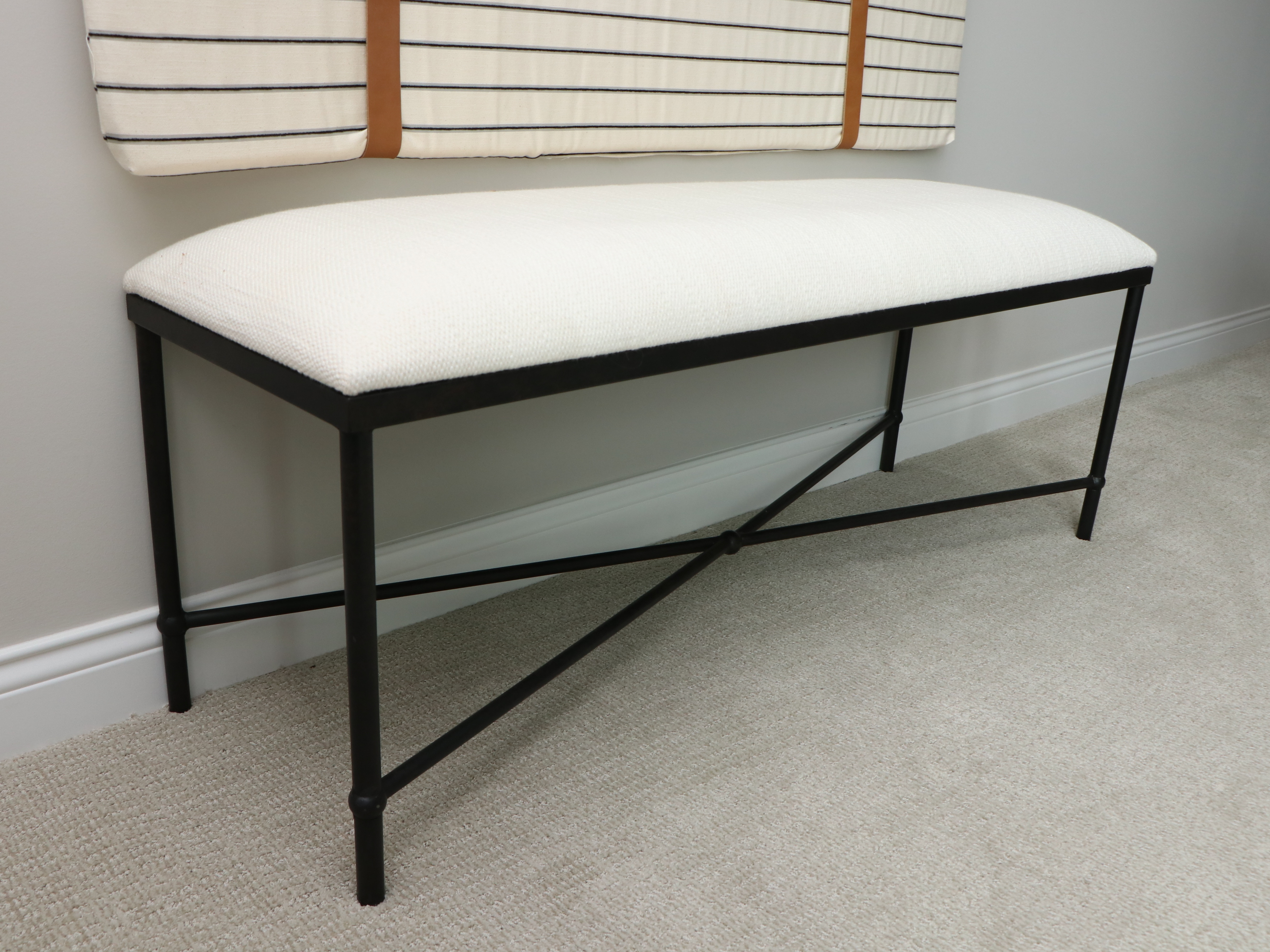 Pair of Uttermost "Avenham" Benches with Hanging Wall Cushions