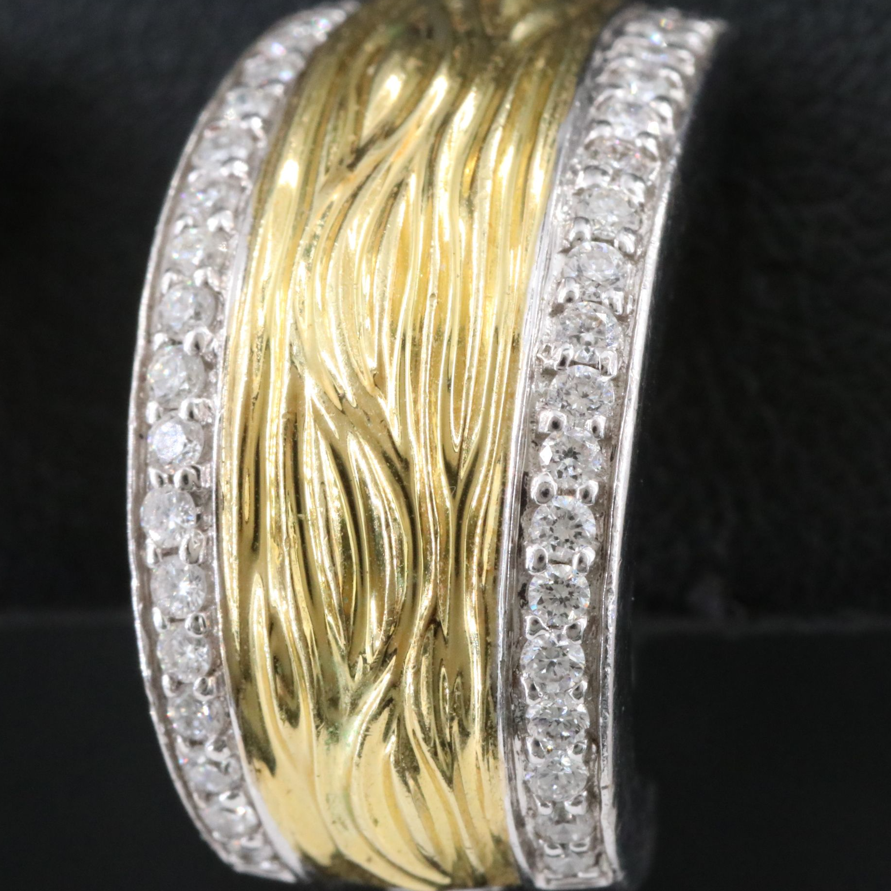 Spark Creations 18K Two Tone 0.90 CTW Diamond Faux Bois Clip Earrings