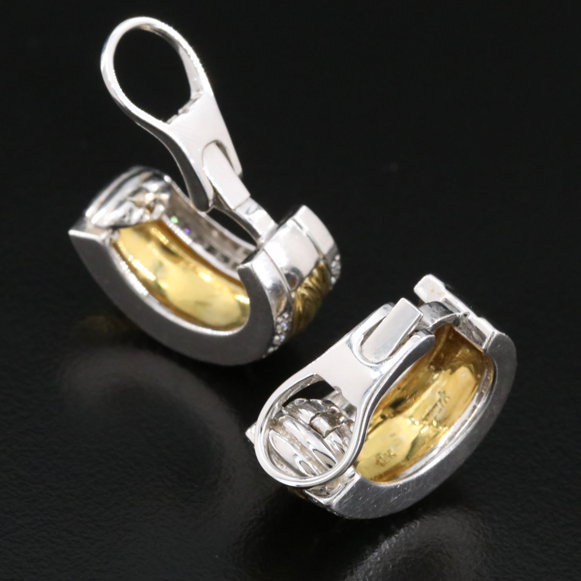 Spark Creations 18K Two Tone 0.90 CTW Diamond Faux Bois Clip Earrings