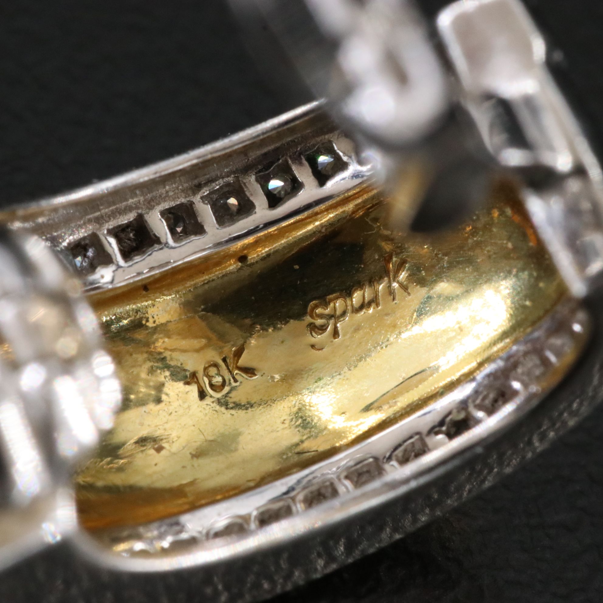 Spark Creations 18K Two Tone 0.90 CTW Diamond Faux Bois Clip Earrings