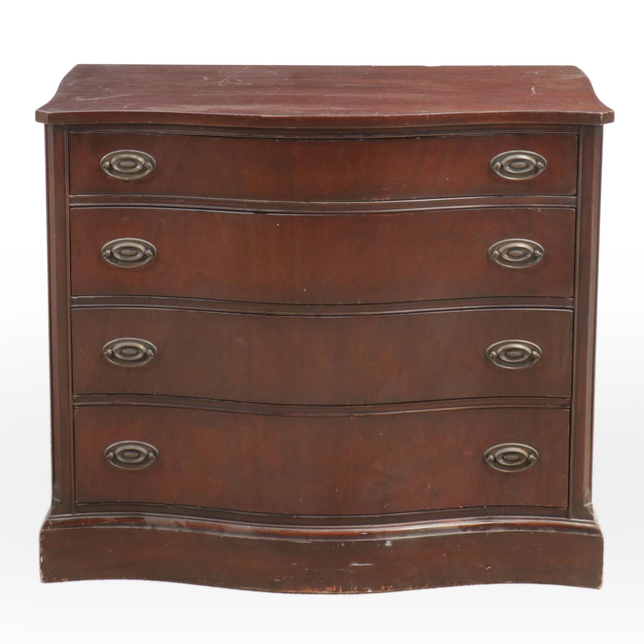 Bassett Furniture "Old Shirley" Mahogany Four-Drawer Chest, Mid-20th Century