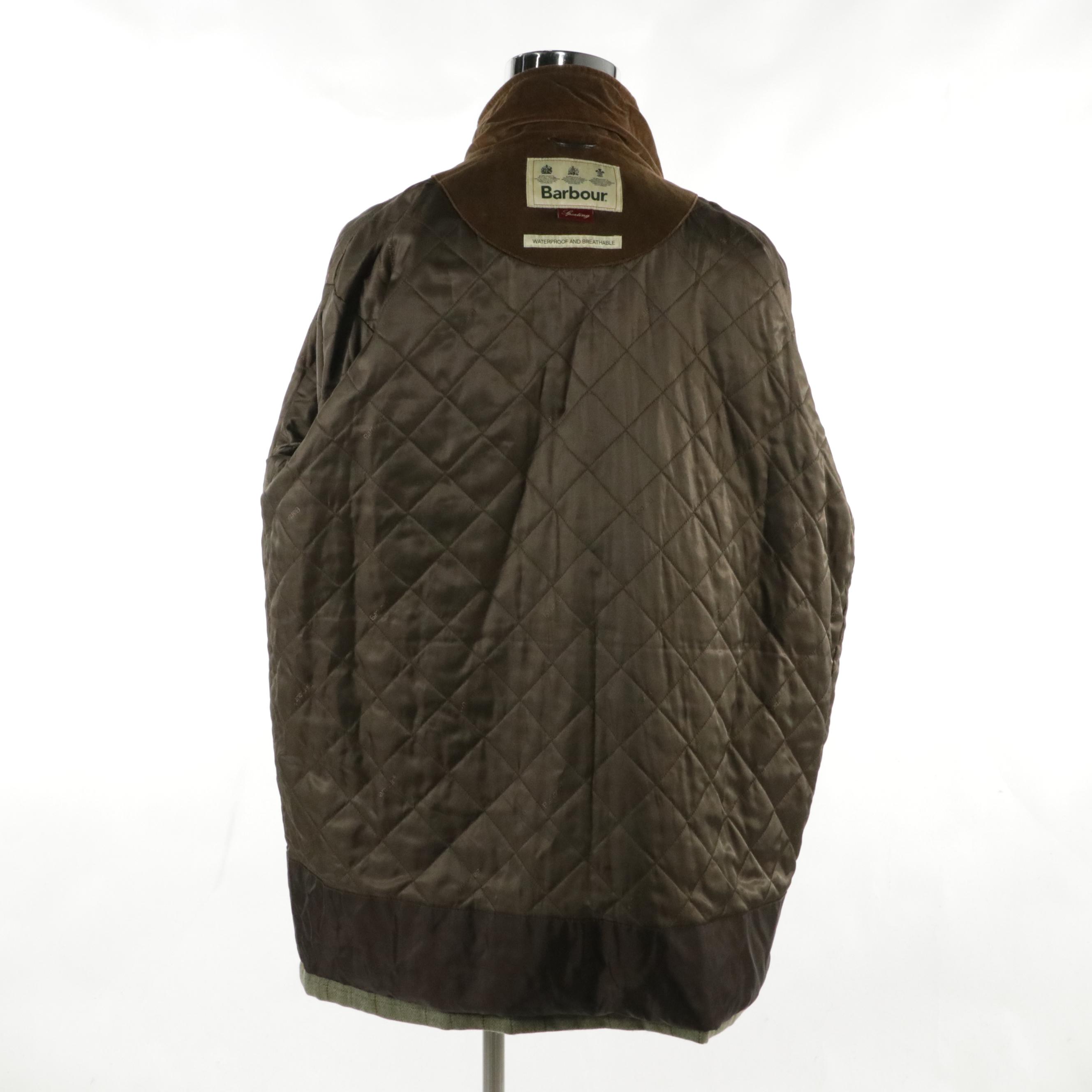 Men's Barbour Sporting Waterproof Wool Tweed Coat with Gore-Tex Quilted Lining