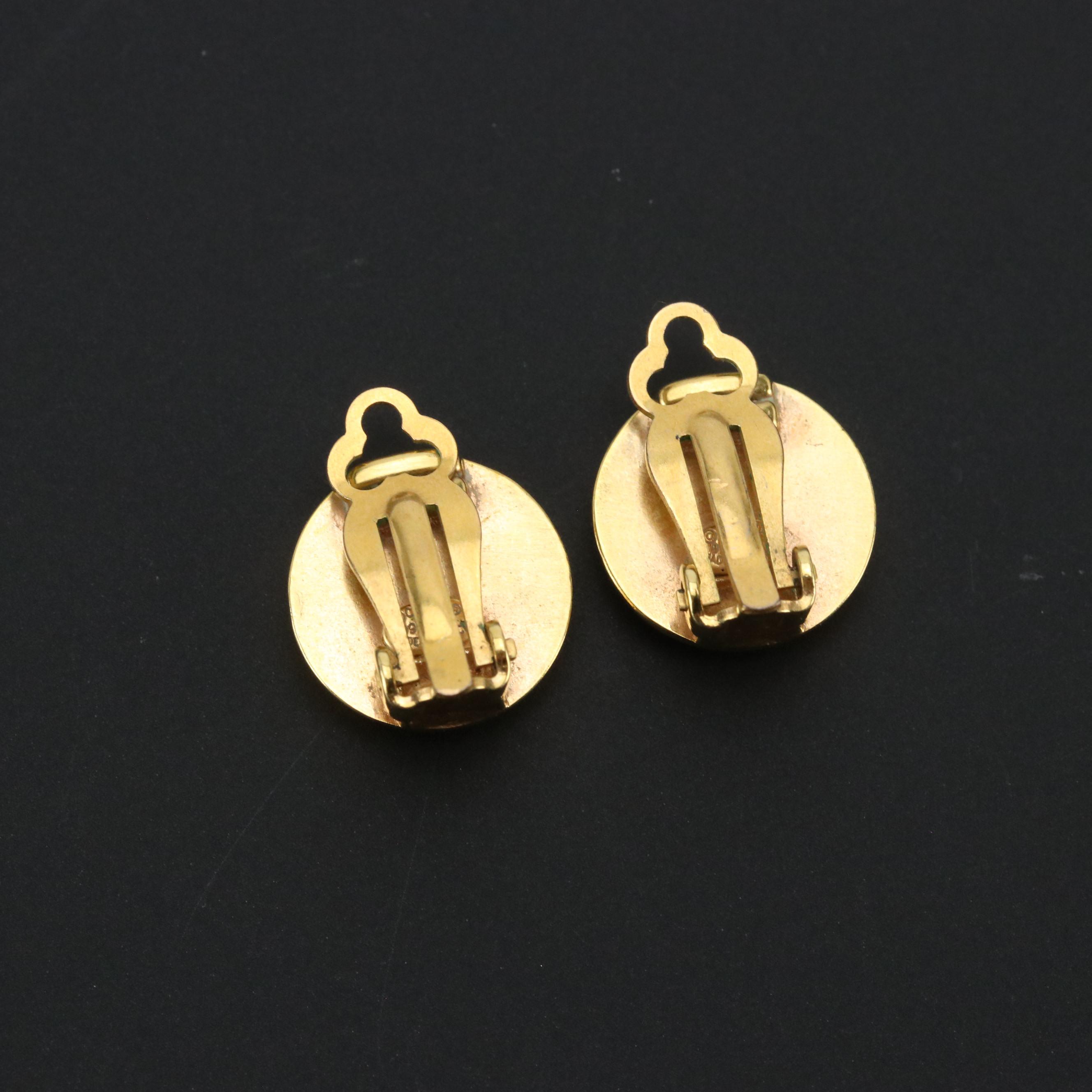 Chanel CC Gold Tone Button Clip Earrings, 1999