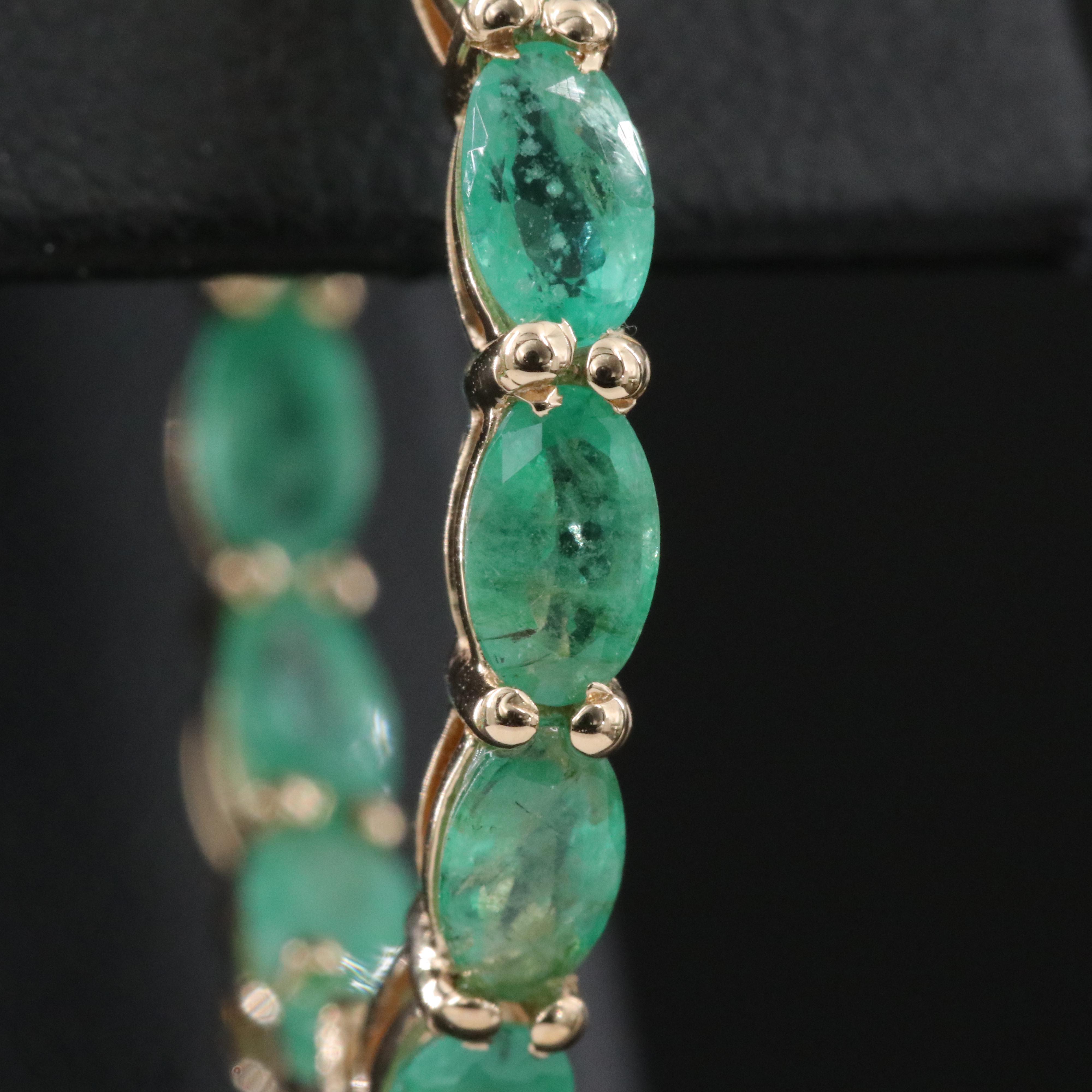 14K Emerald Inside-Out Hoop Earrings