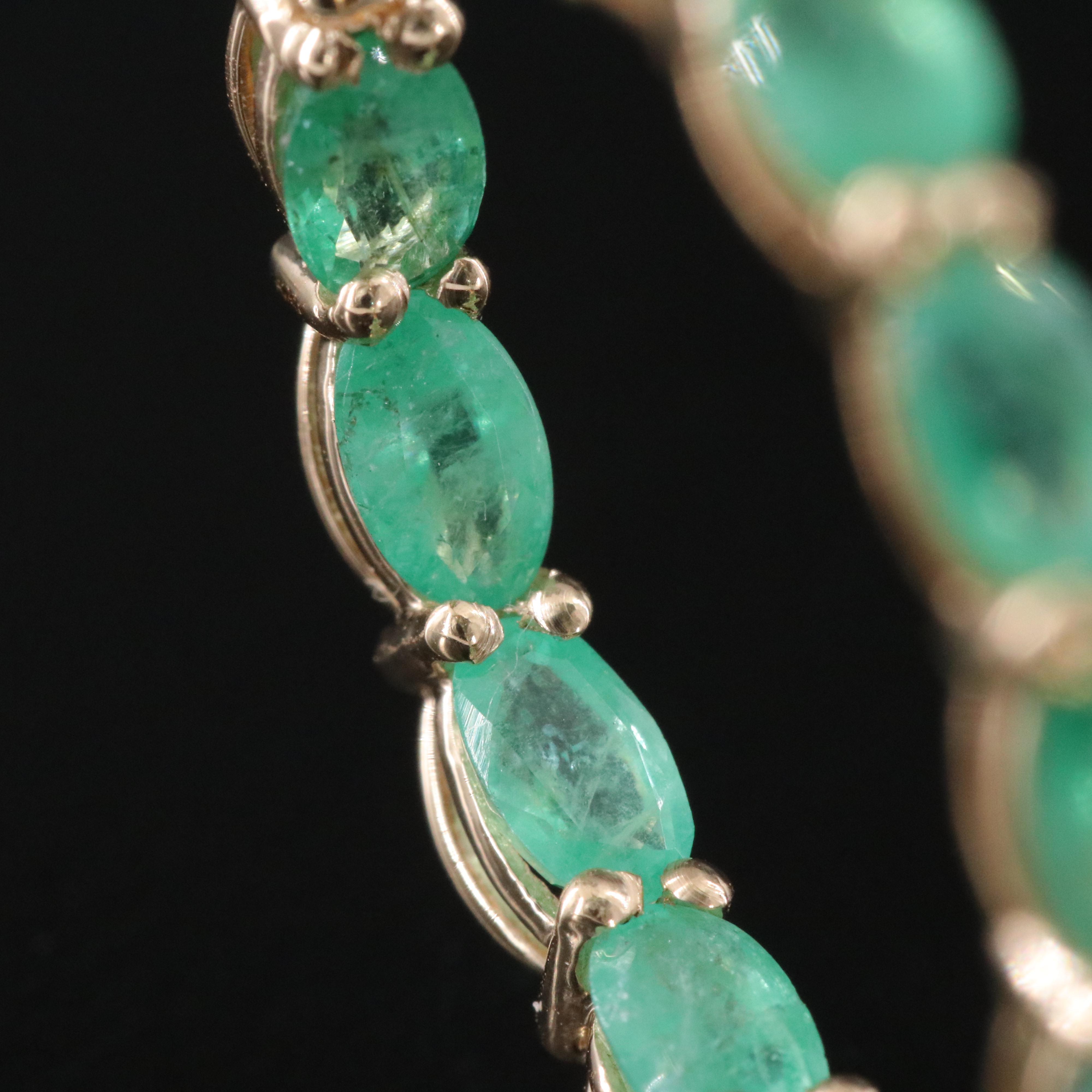 14K Emerald Inside-Out Hoop Earrings