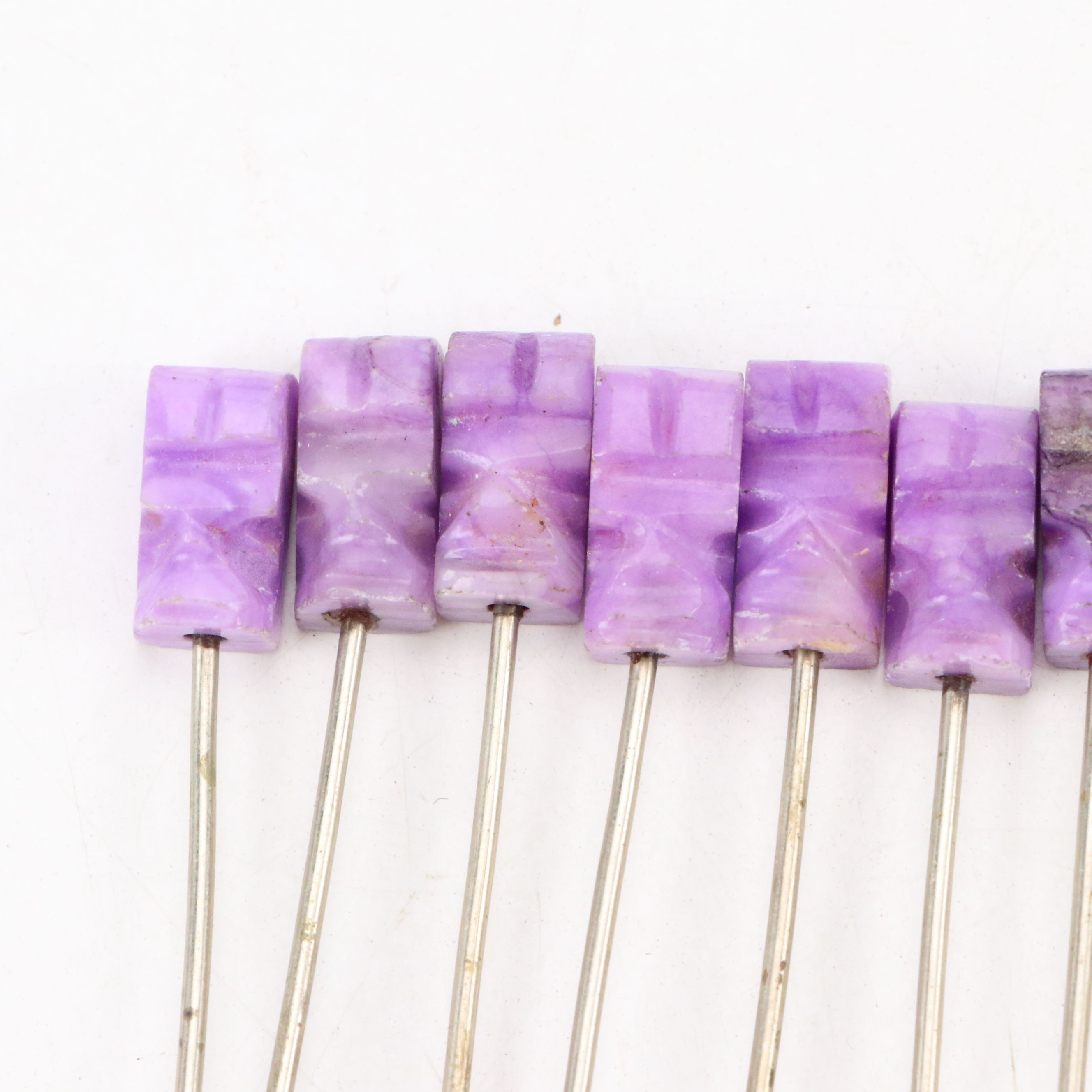 Engraved Southwestern Pattern and Stone Head Cocktail Forks