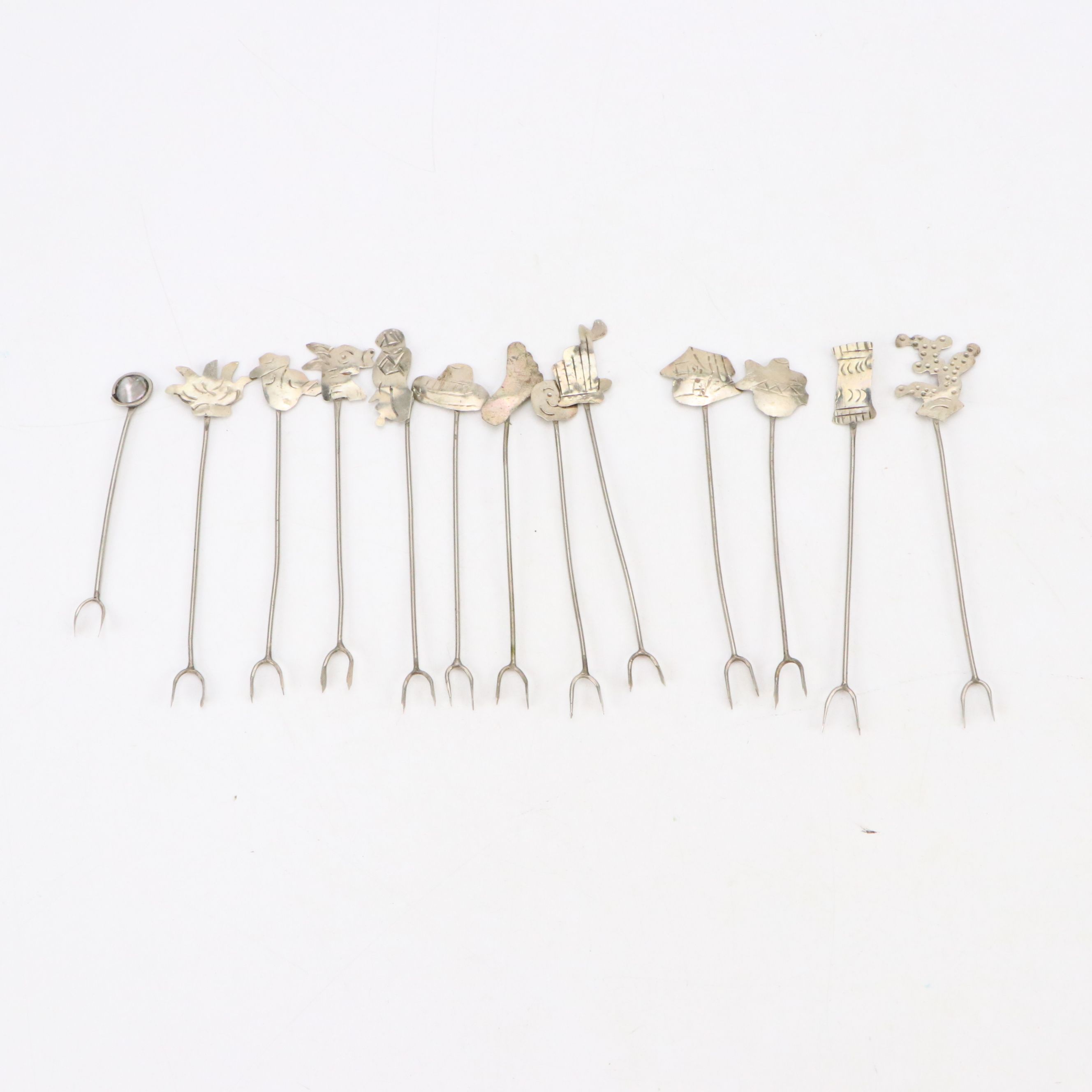 Engraved Southwestern Pattern and Stone Head Cocktail Forks