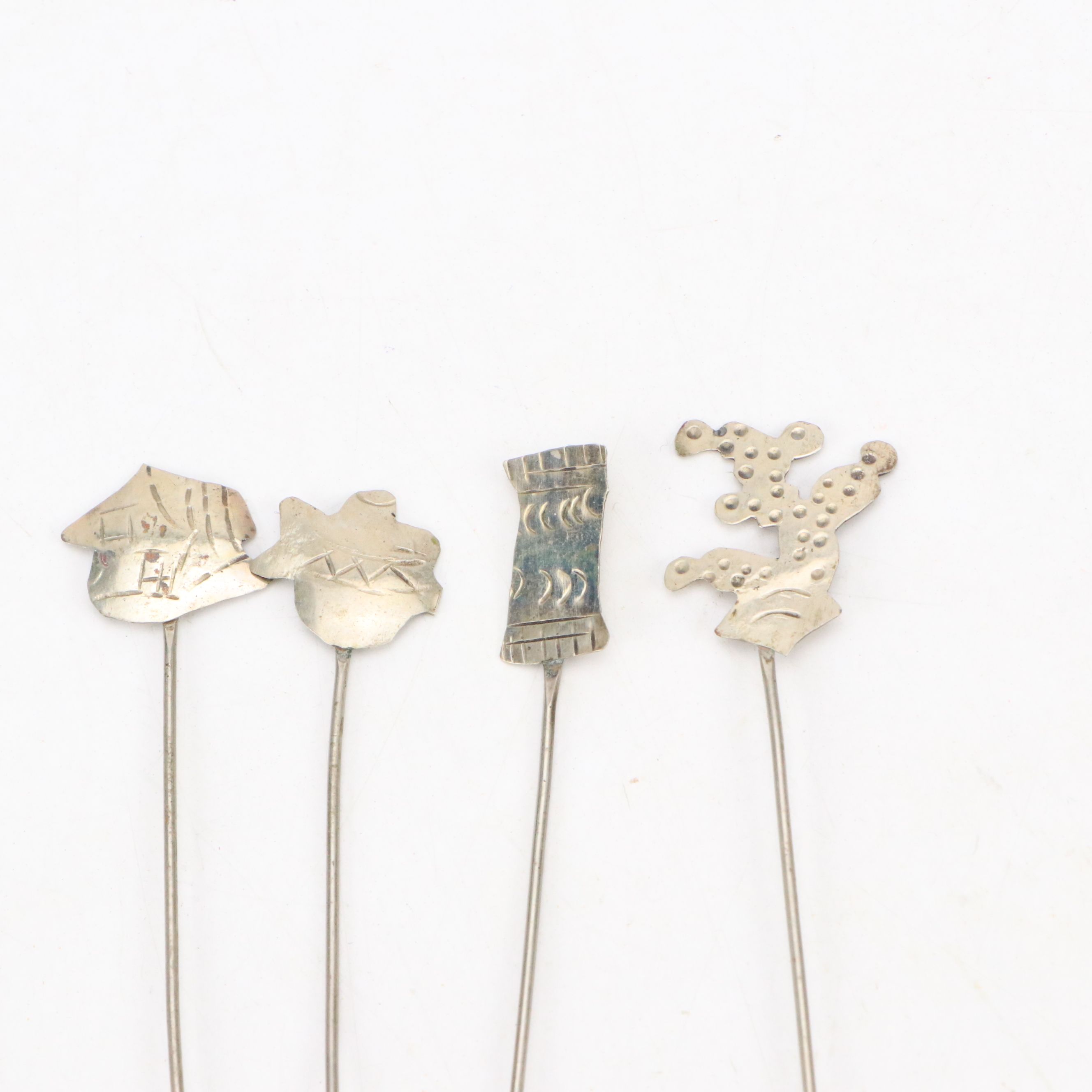 Engraved Southwestern Pattern and Stone Head Cocktail Forks