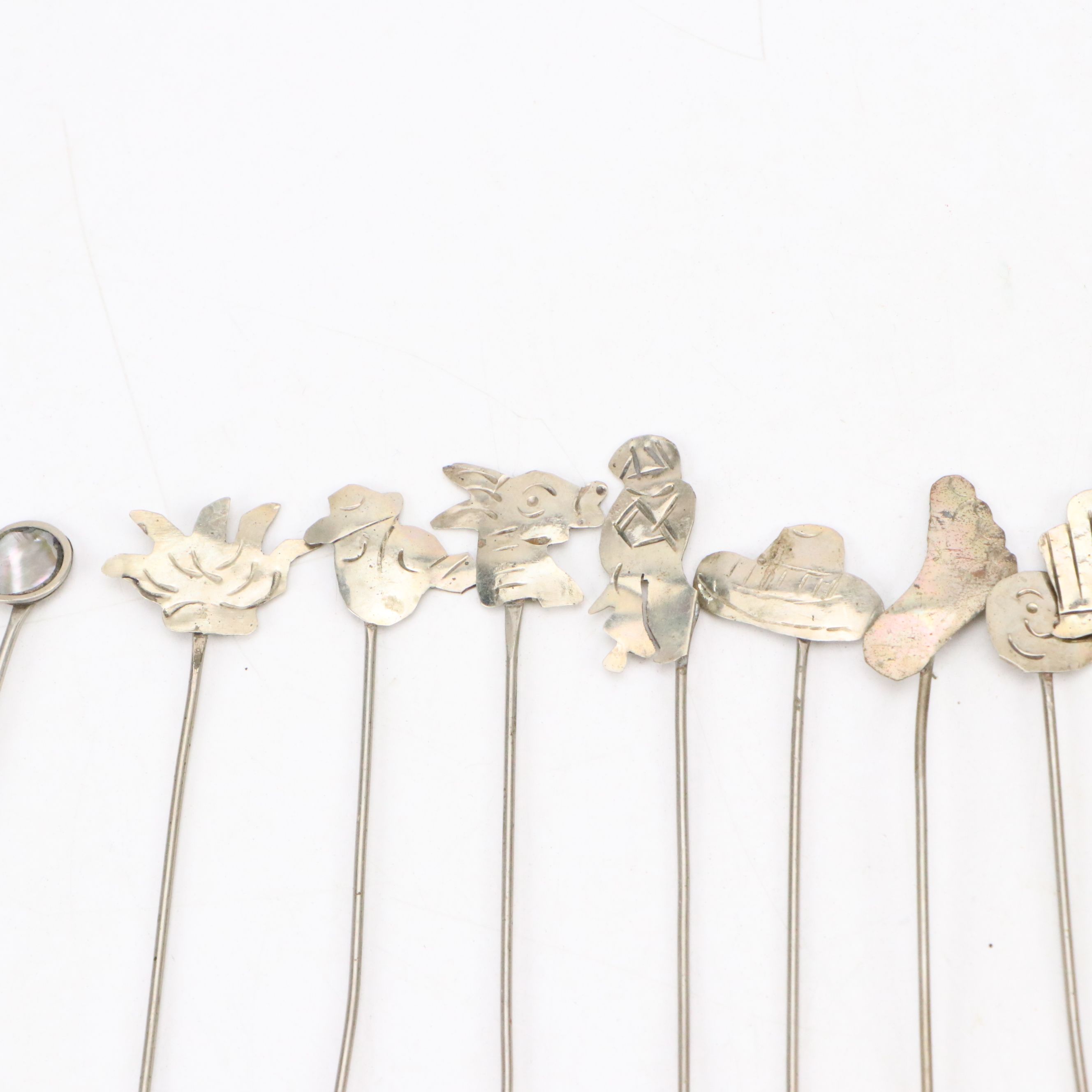 Engraved Southwestern Pattern and Stone Head Cocktail Forks