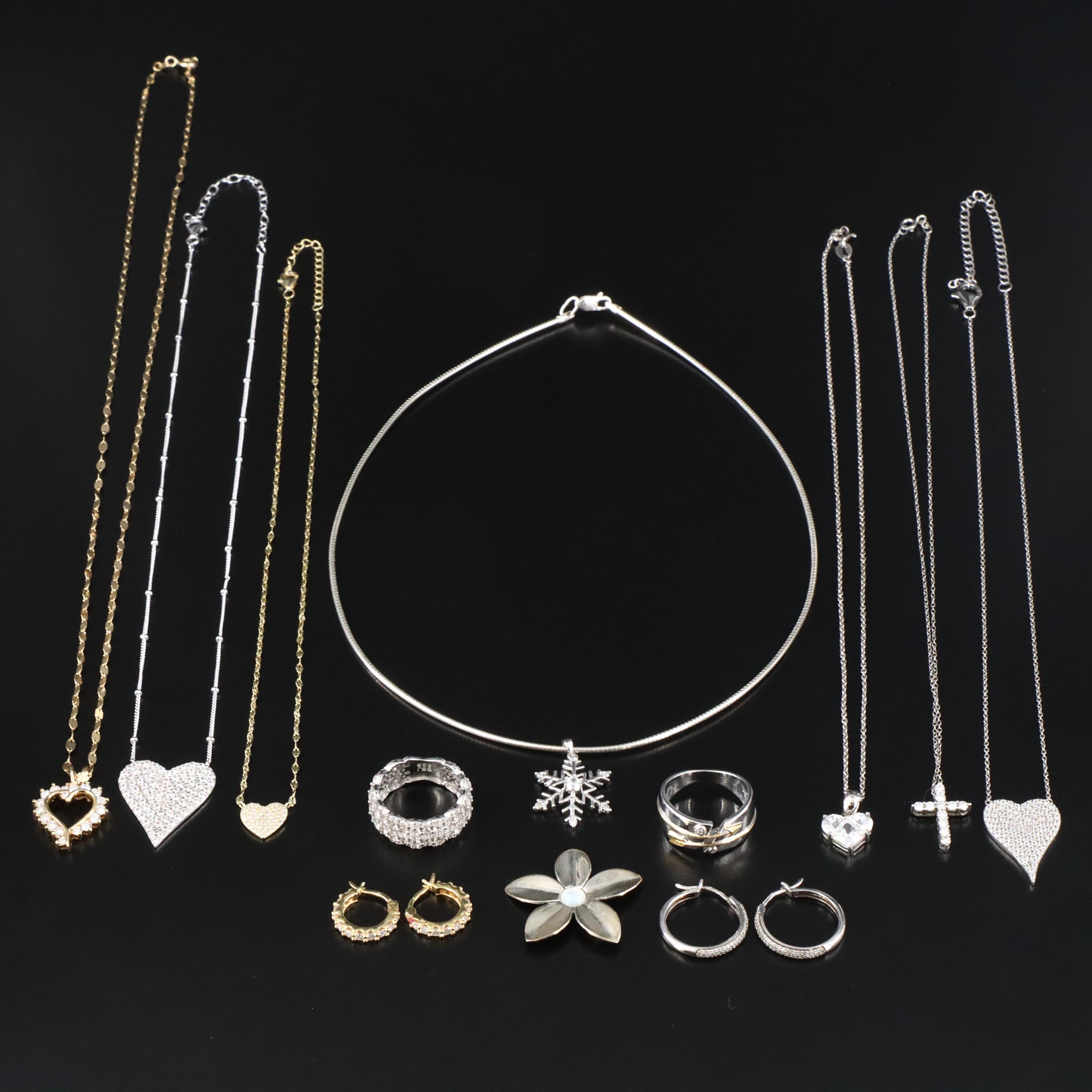 Sterling Jewelry Collection Featuring White Zircon, Moissanite, and CZ