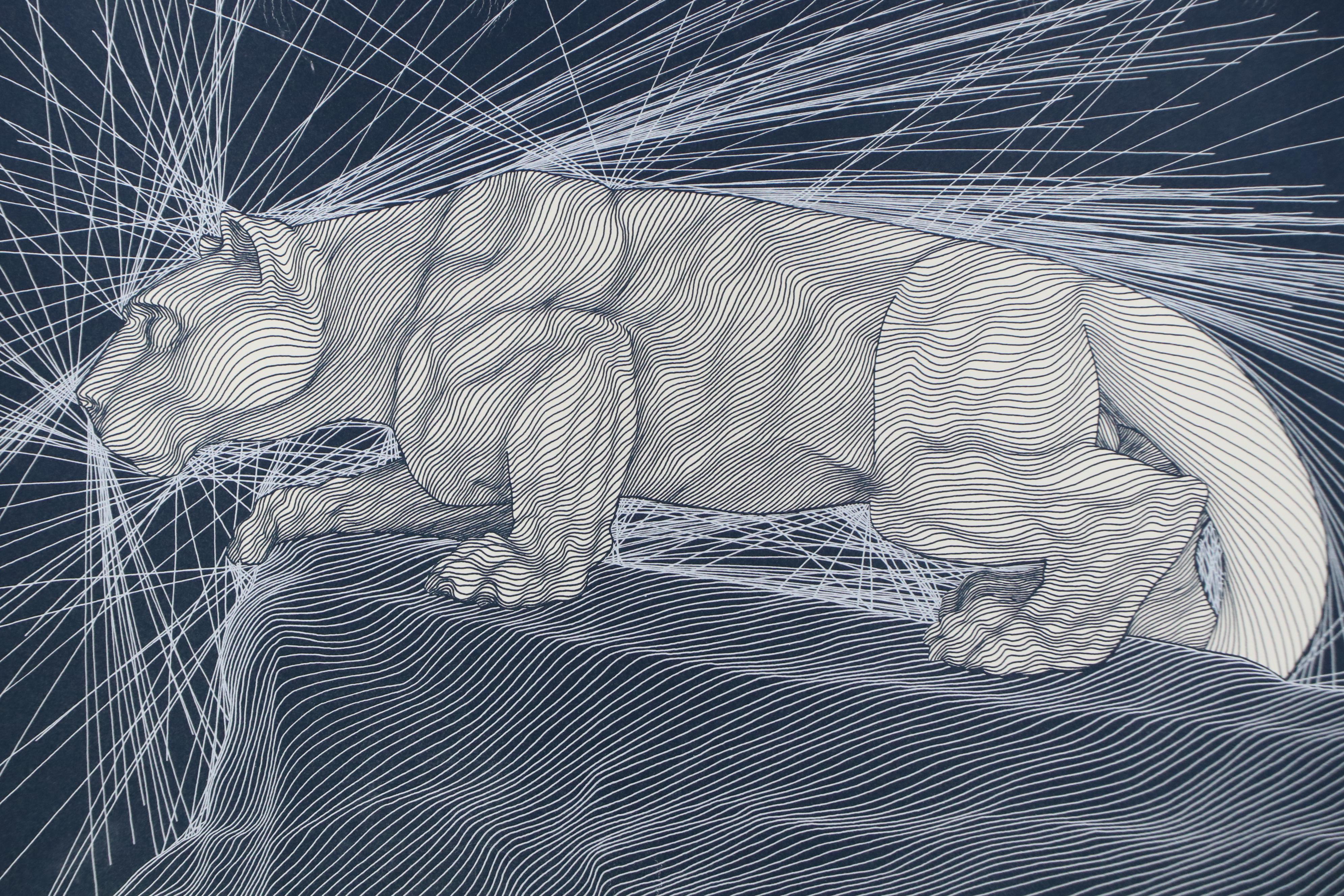 Guillaume Azoulay Surrealist Silkscreen "Nittany Lion," 1986