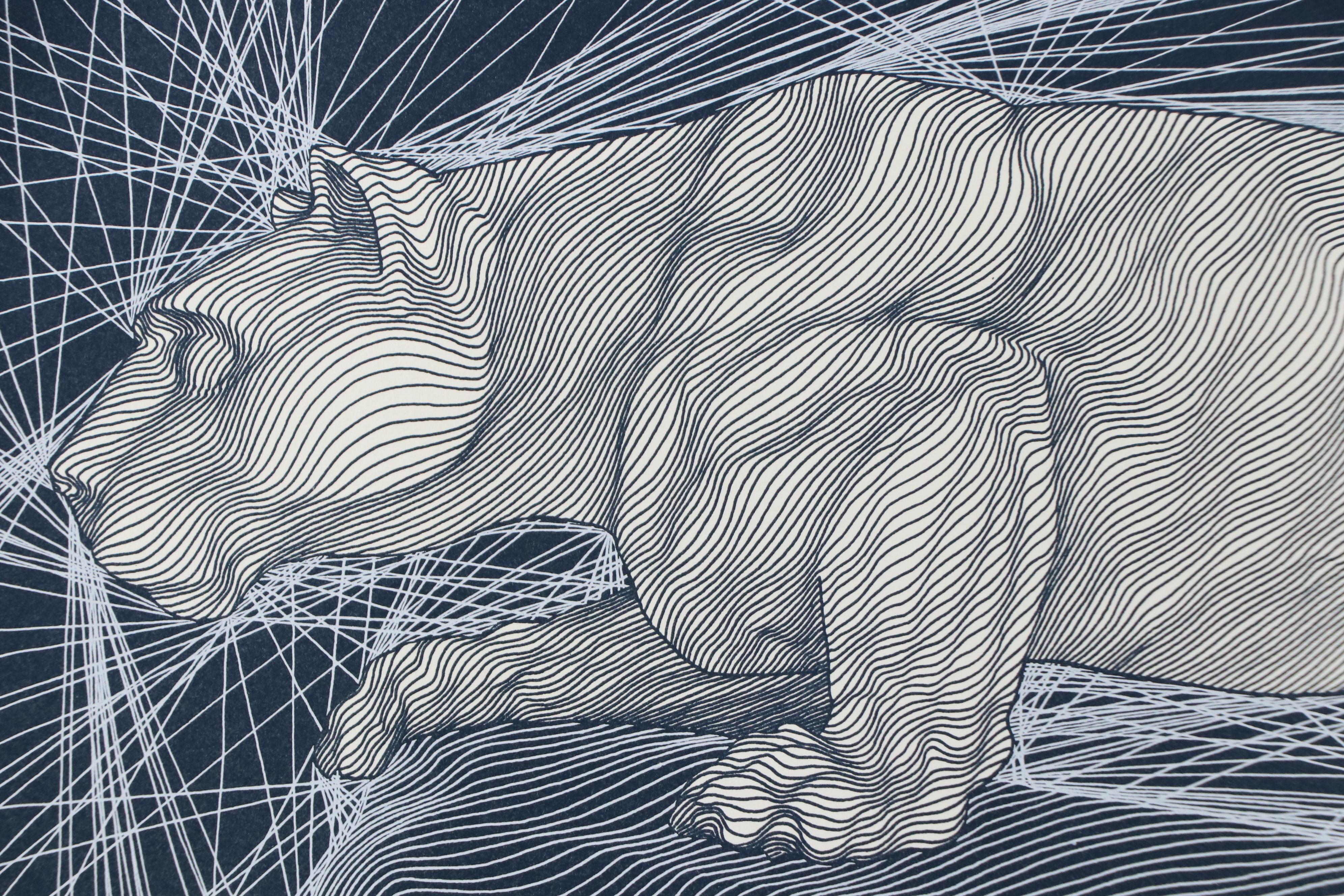 Guillaume Azoulay Surrealist Silkscreen "Nittany Lion," 1986