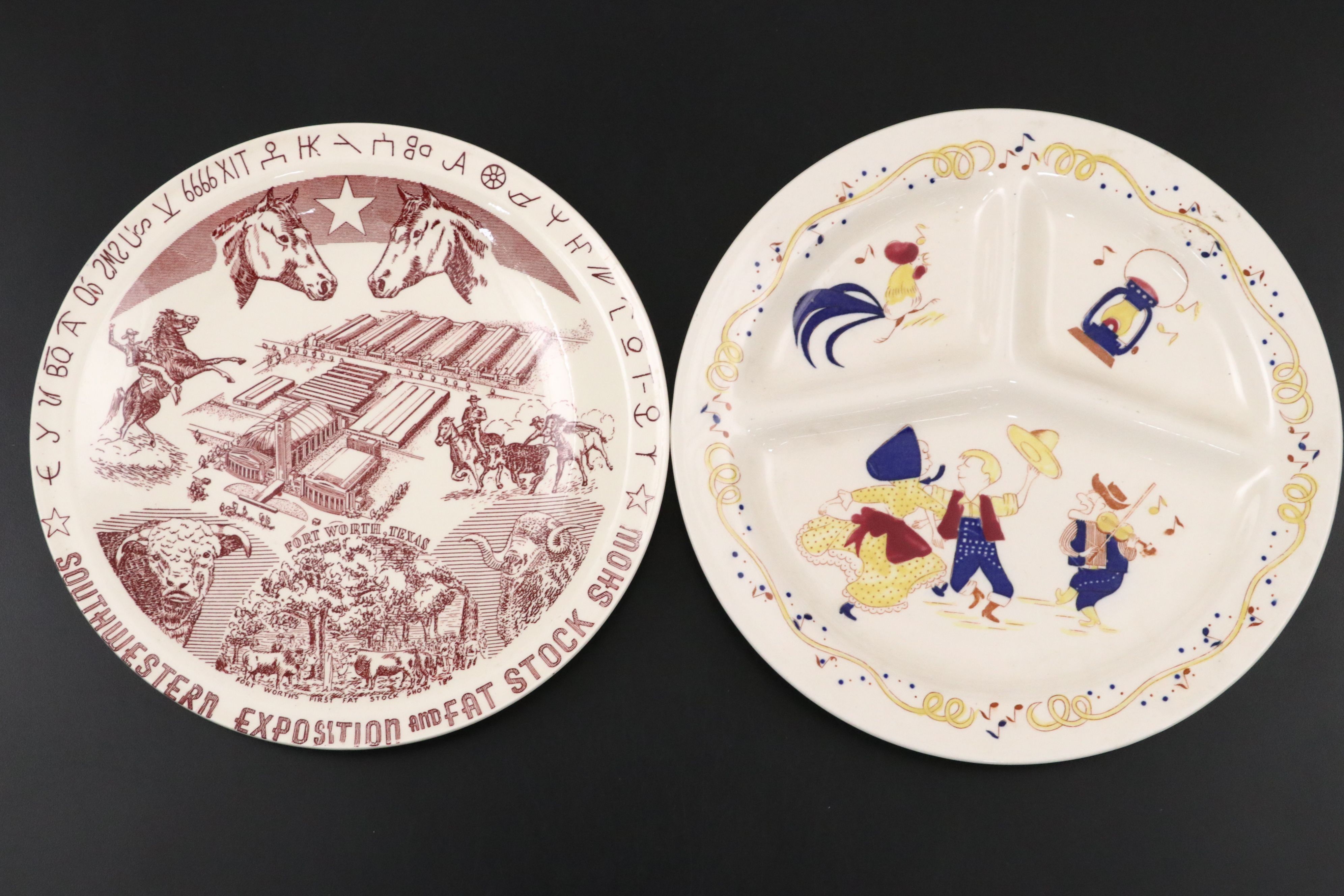 Vintage Ceramic Cowboy Dishes and  Tableware, Mid to Late 20th Century