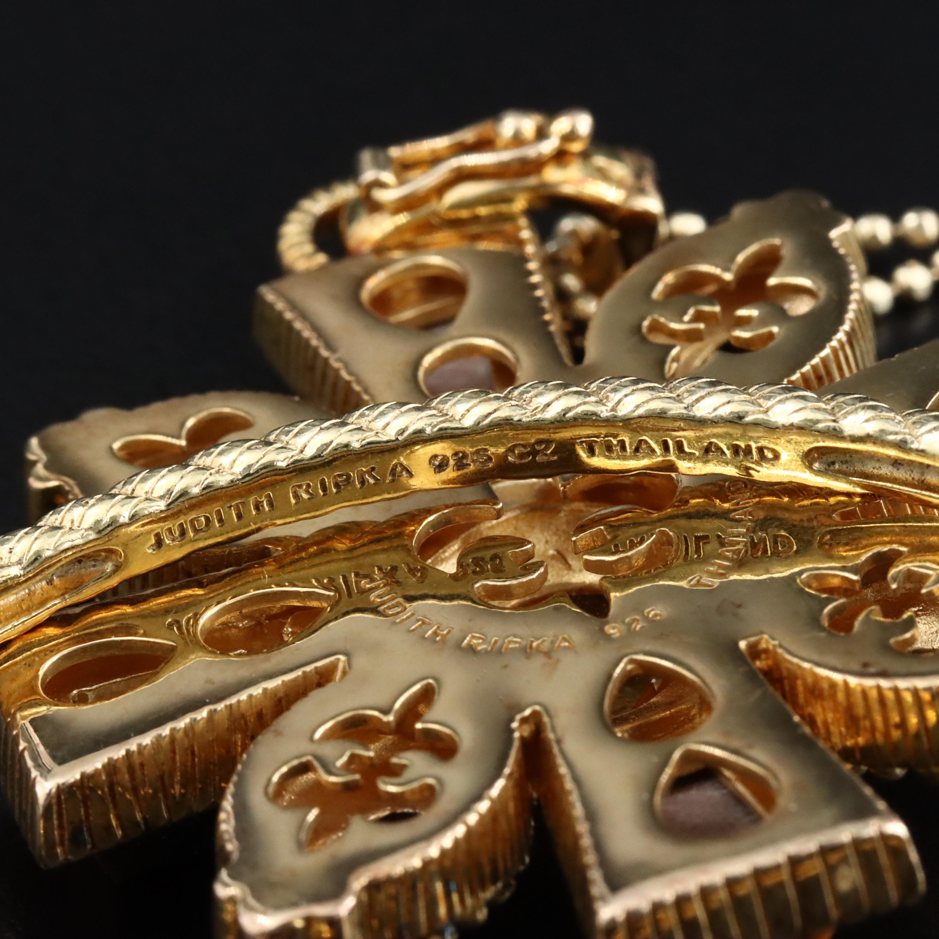 Judith Ripka Sterling Necklace and Bracelet Featuring Citrine, Tiger's Eye, CZ