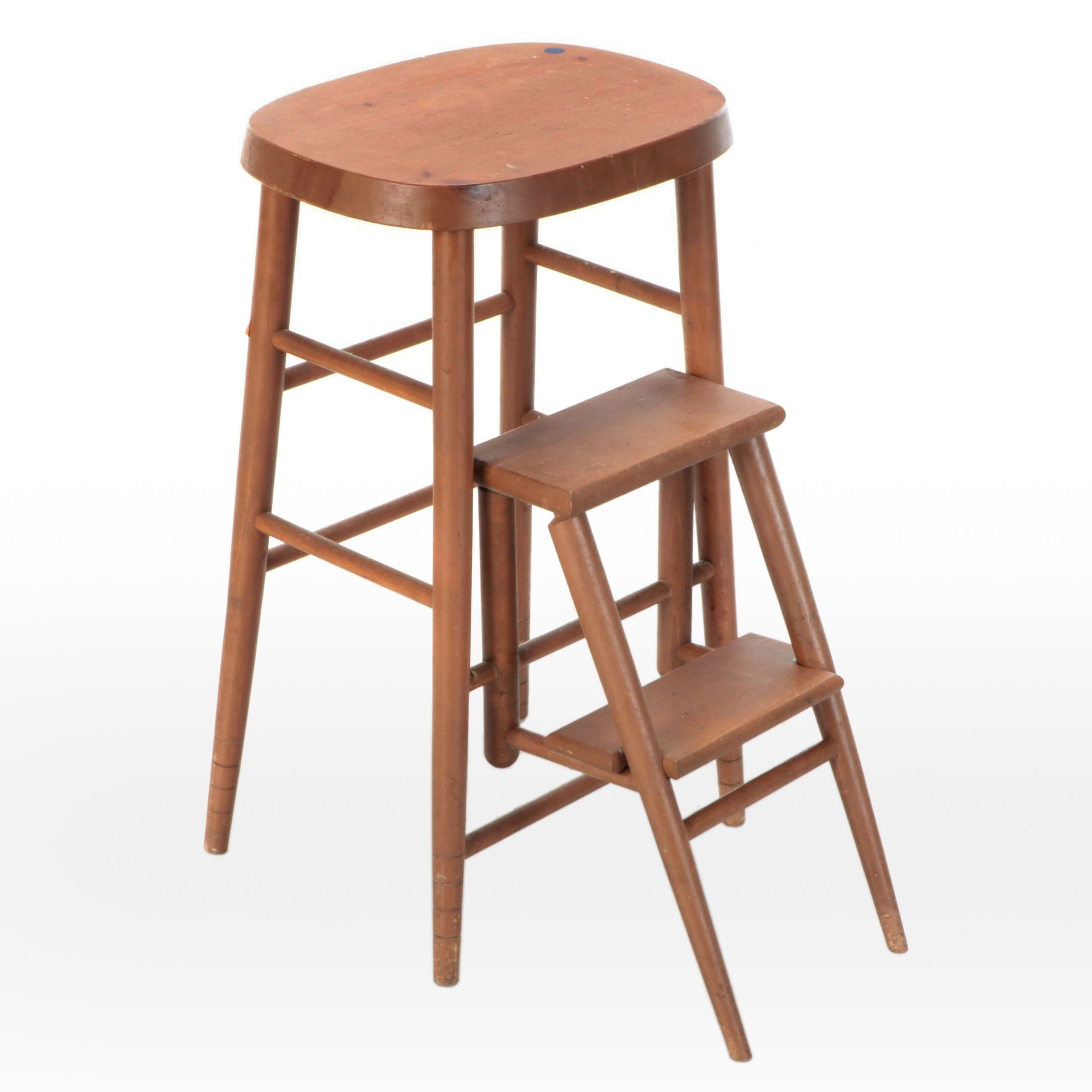 Wood Metamorphic Stool, 20th Century