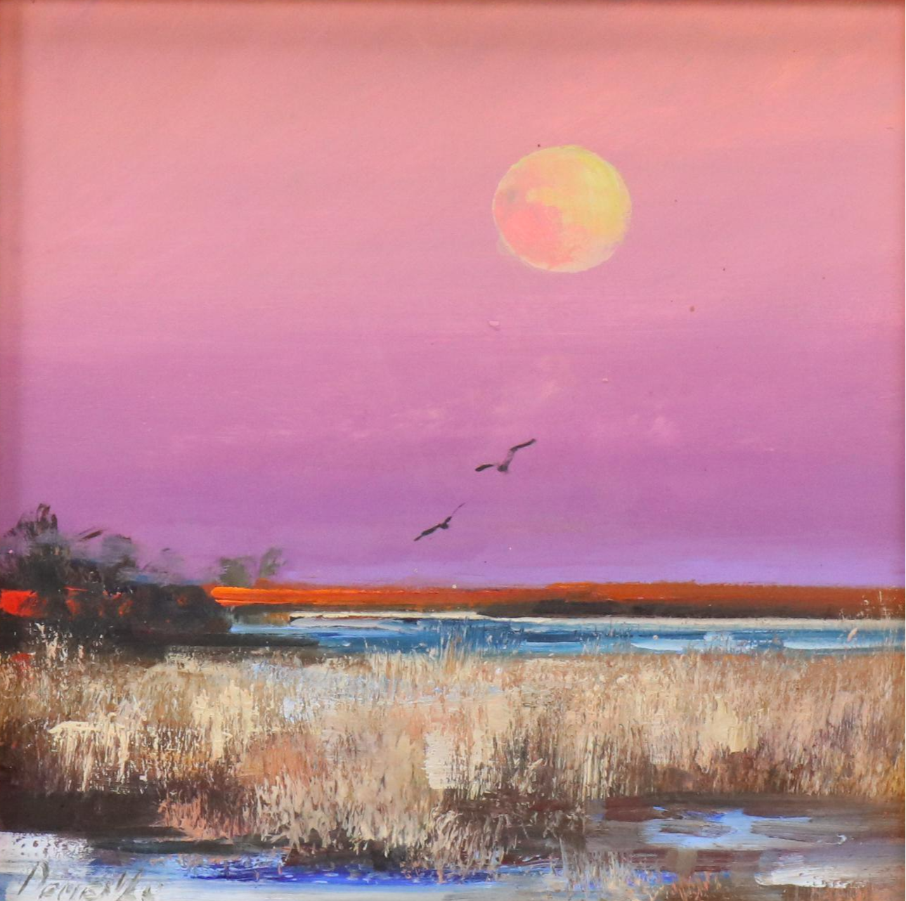 Natalia Demenko Sunset Landscape Oil Painting, 21st Century