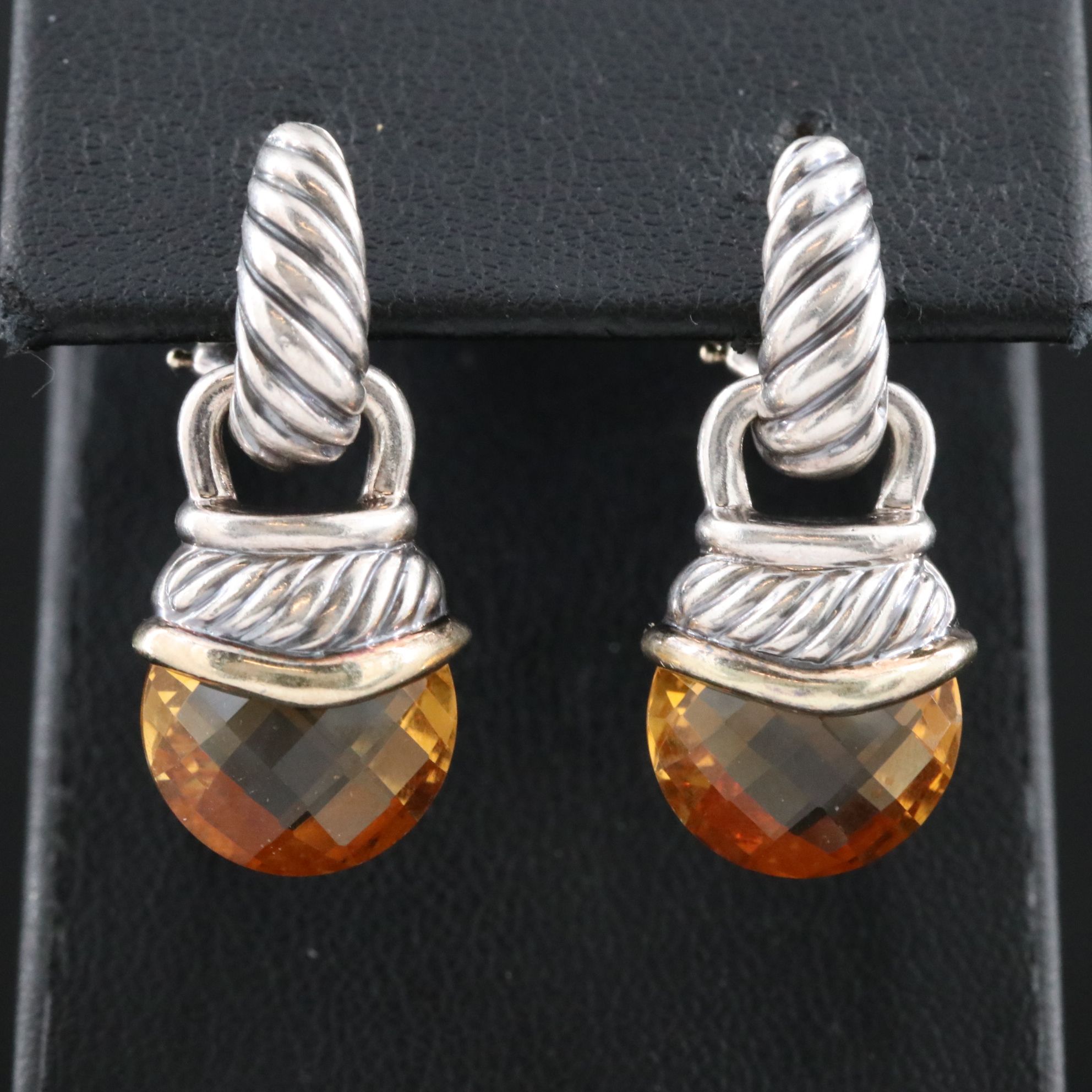 David Yurman Sterling and Citrine Detachable Acorn Earrings