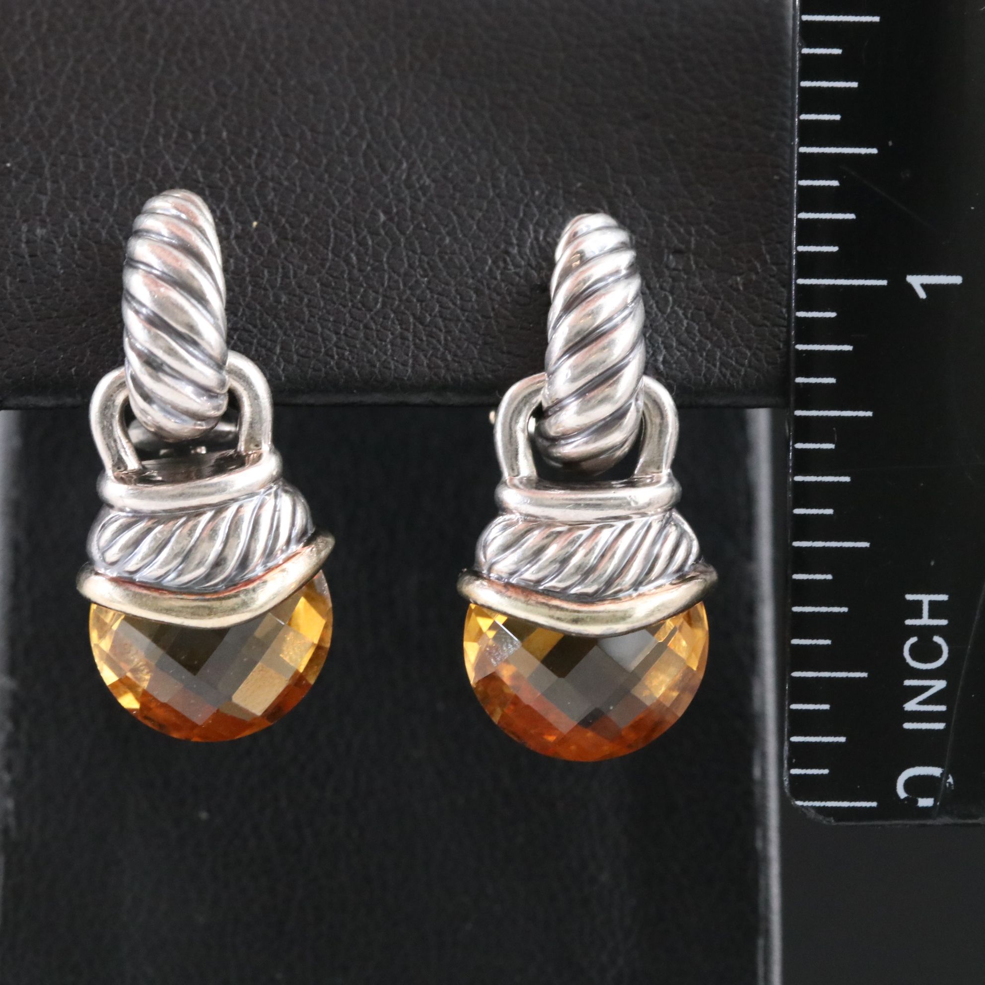 David Yurman Sterling and Citrine Detachable Acorn Earrings