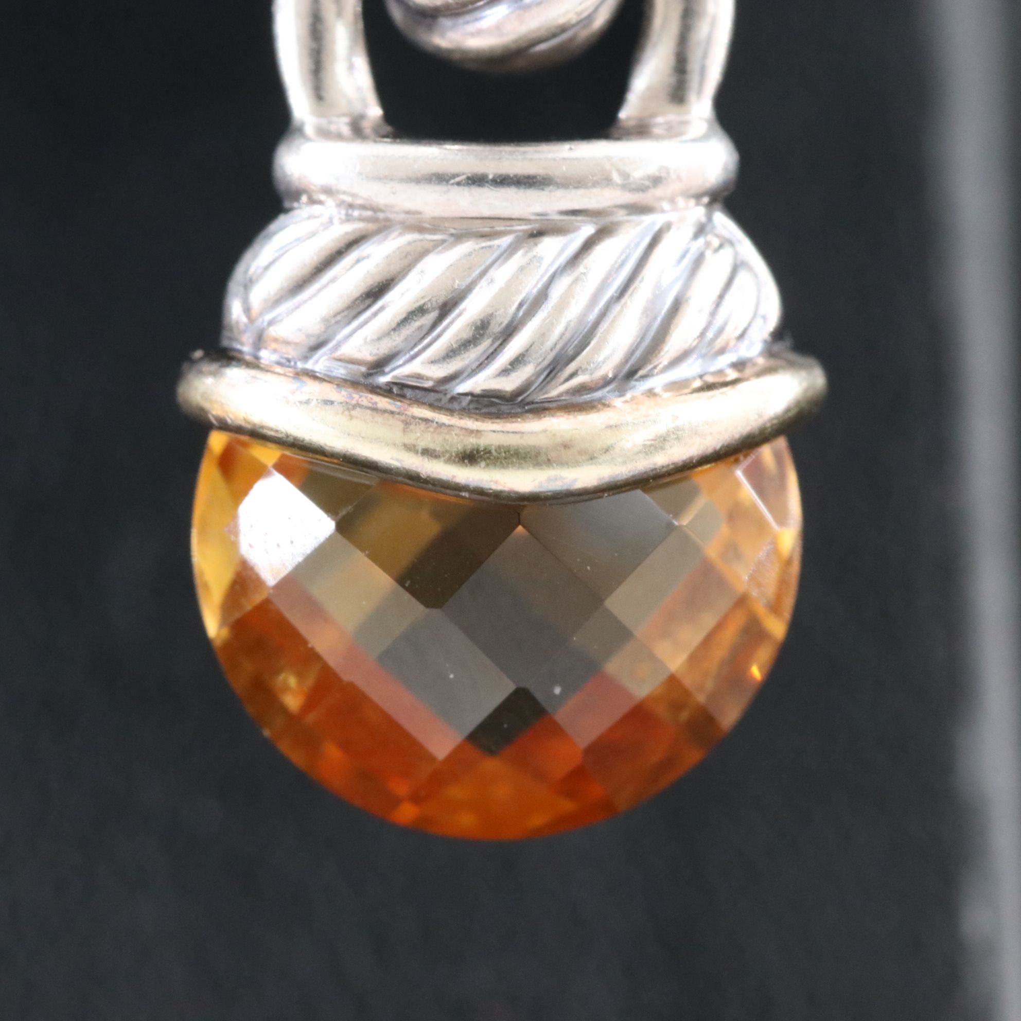 David Yurman Sterling and Citrine Detachable Acorn Earrings