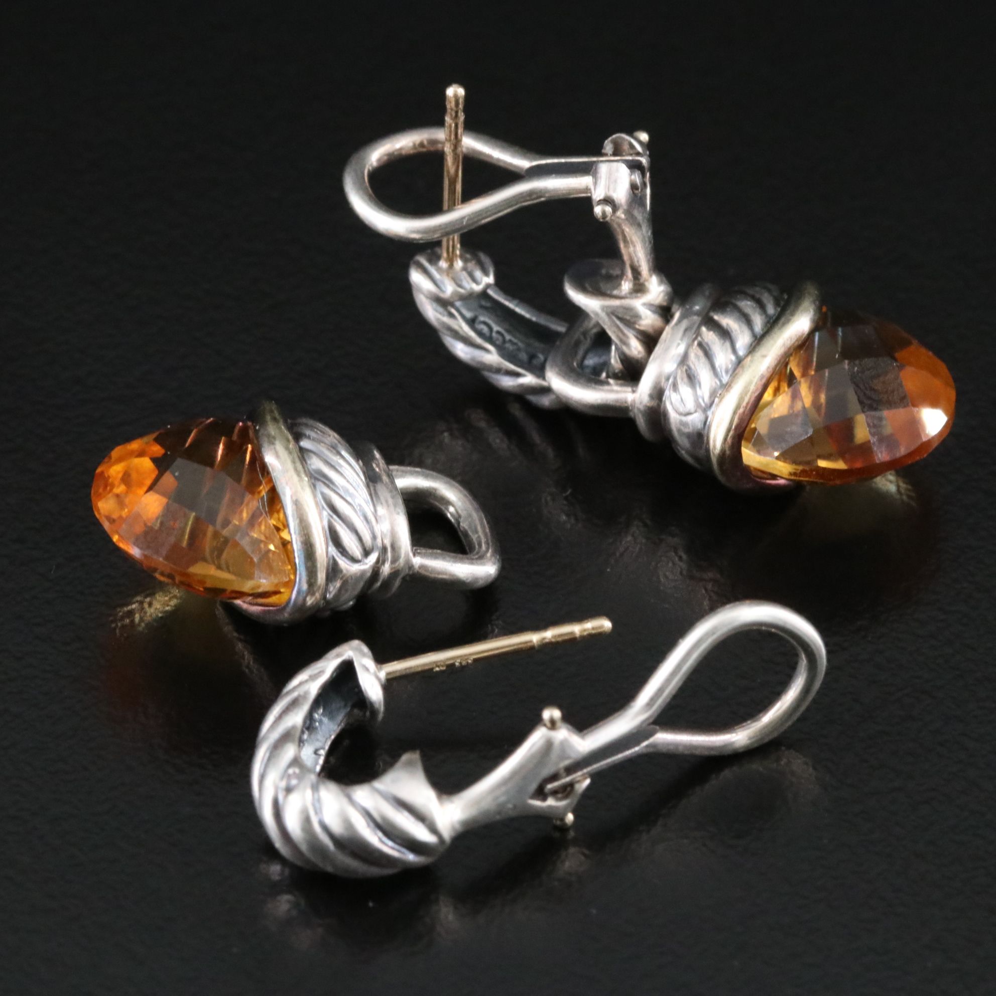 David Yurman Sterling and Citrine Detachable Acorn Earrings