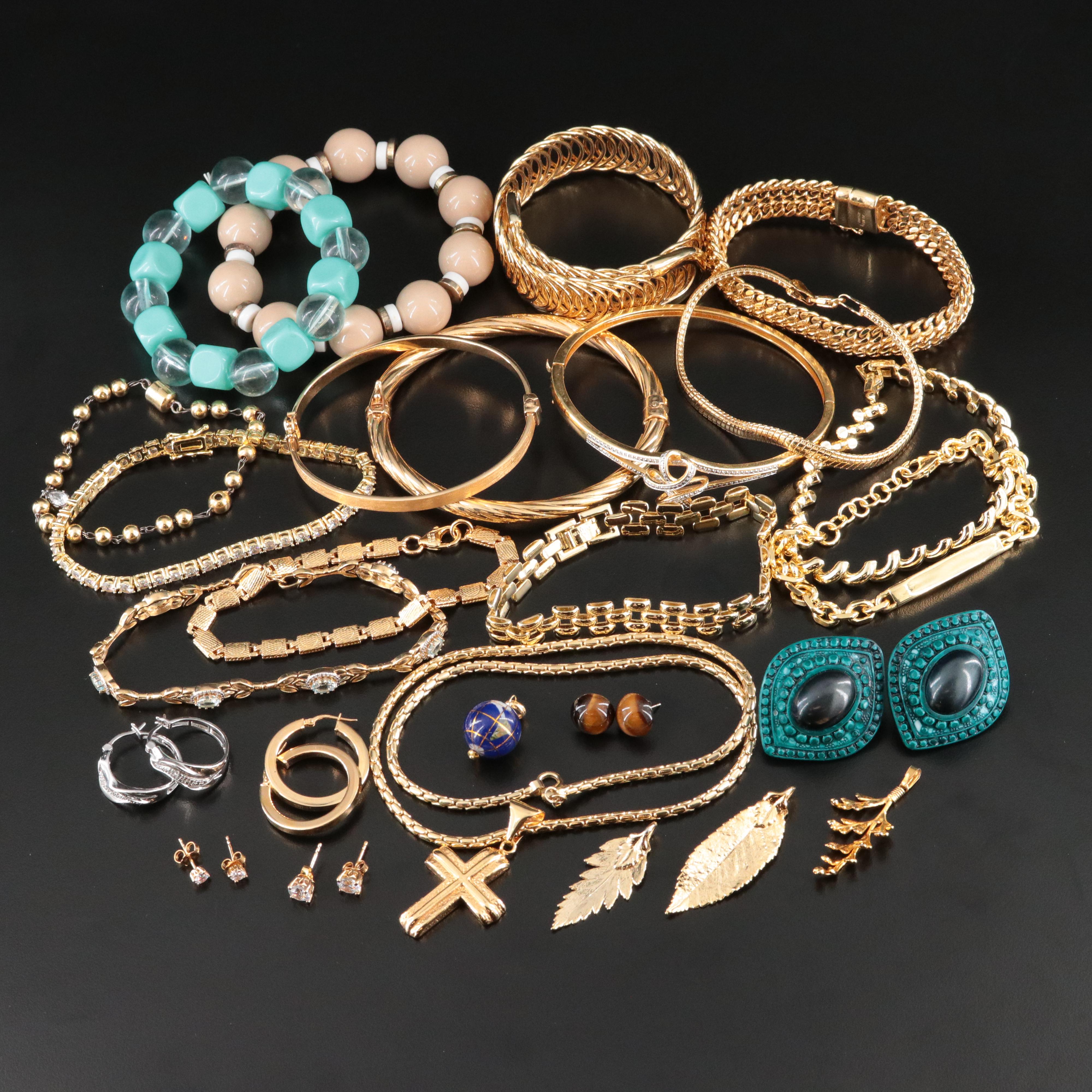 Tiger's Eye, Blue Topaz and Enamel Featured in Costume Jewelry Colleciton