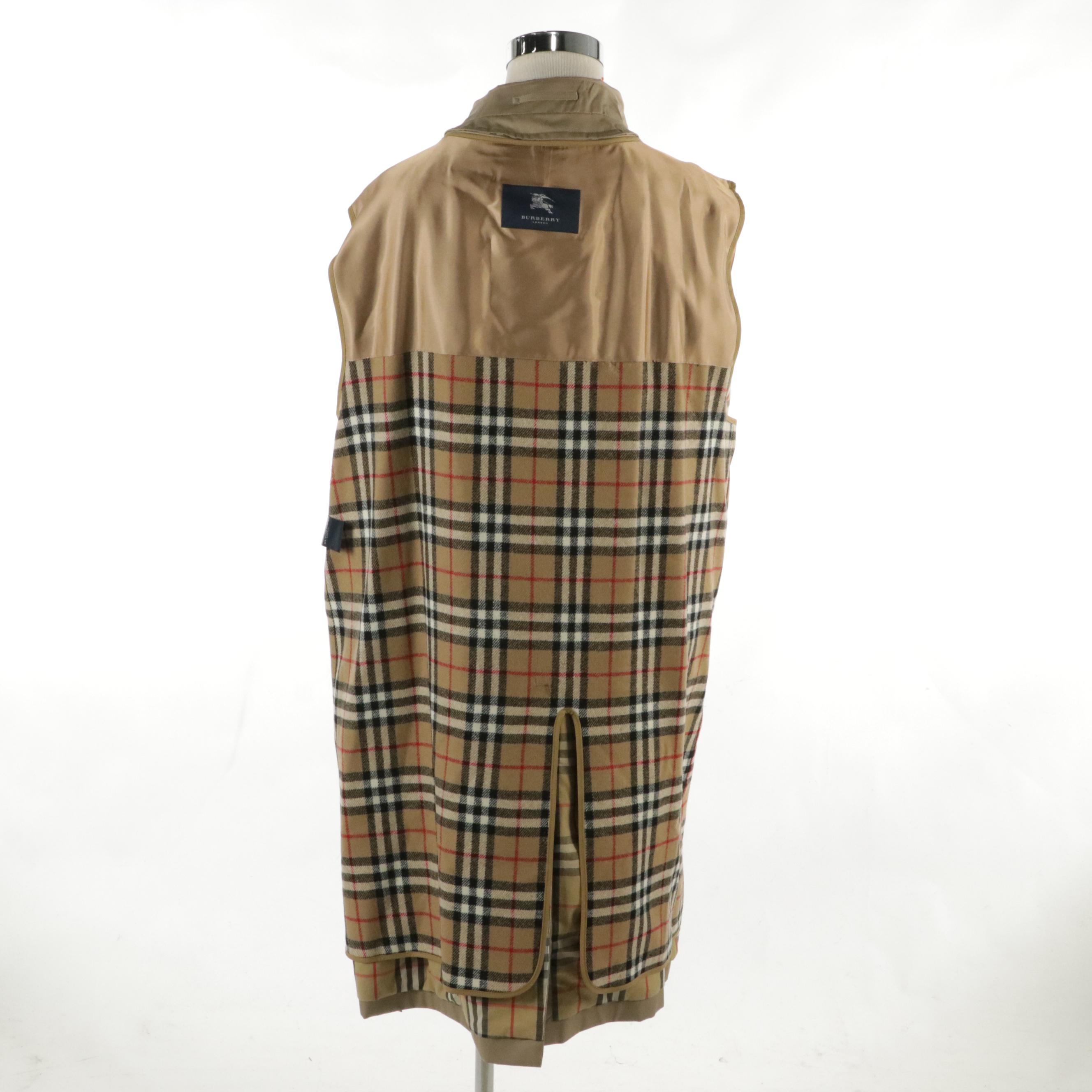 Men's Burberry Cotton Blend Trench Coat with Removable Wool House Check Lining