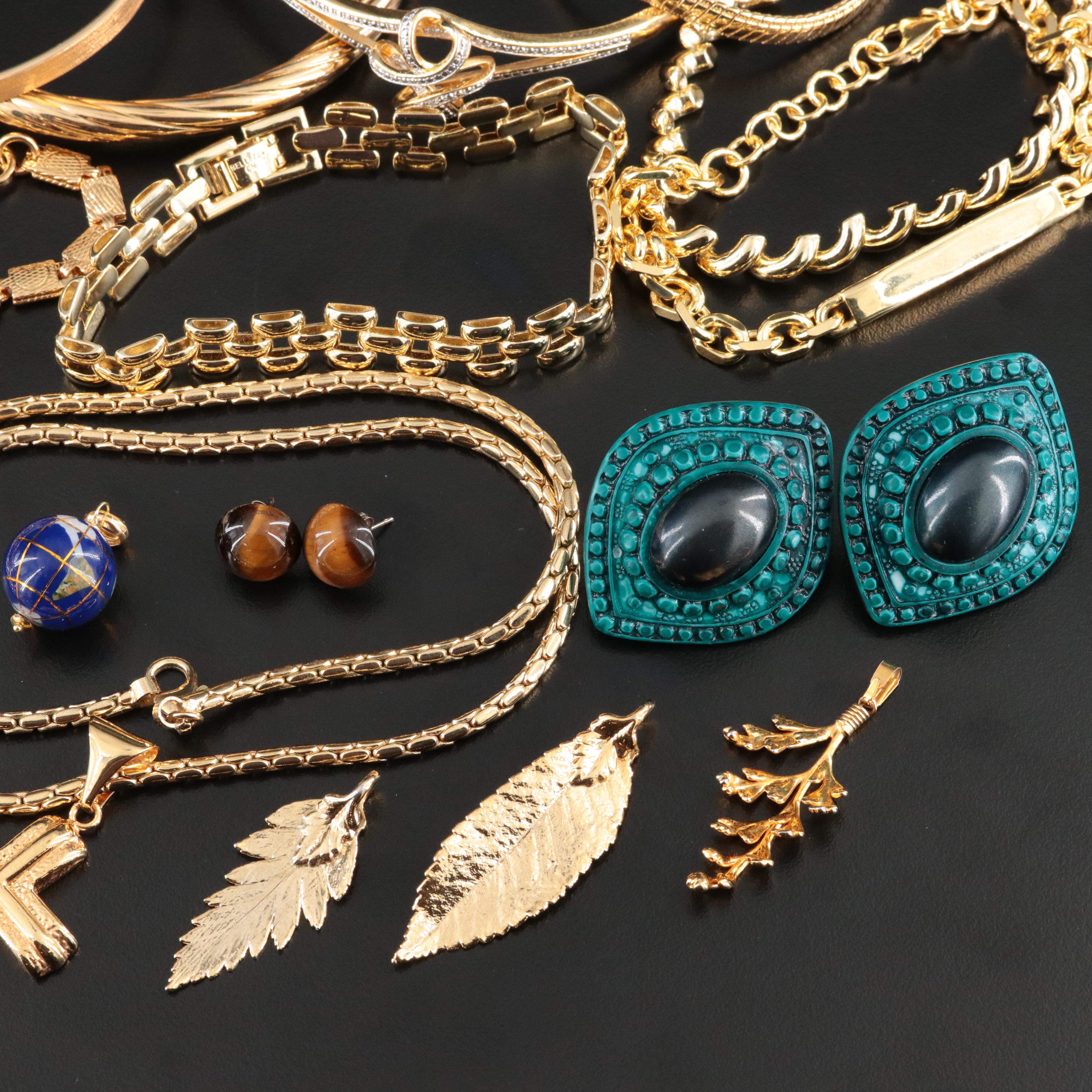 Tiger's Eye, Blue Topaz and Enamel Featured in Costume Jewelry Colleciton