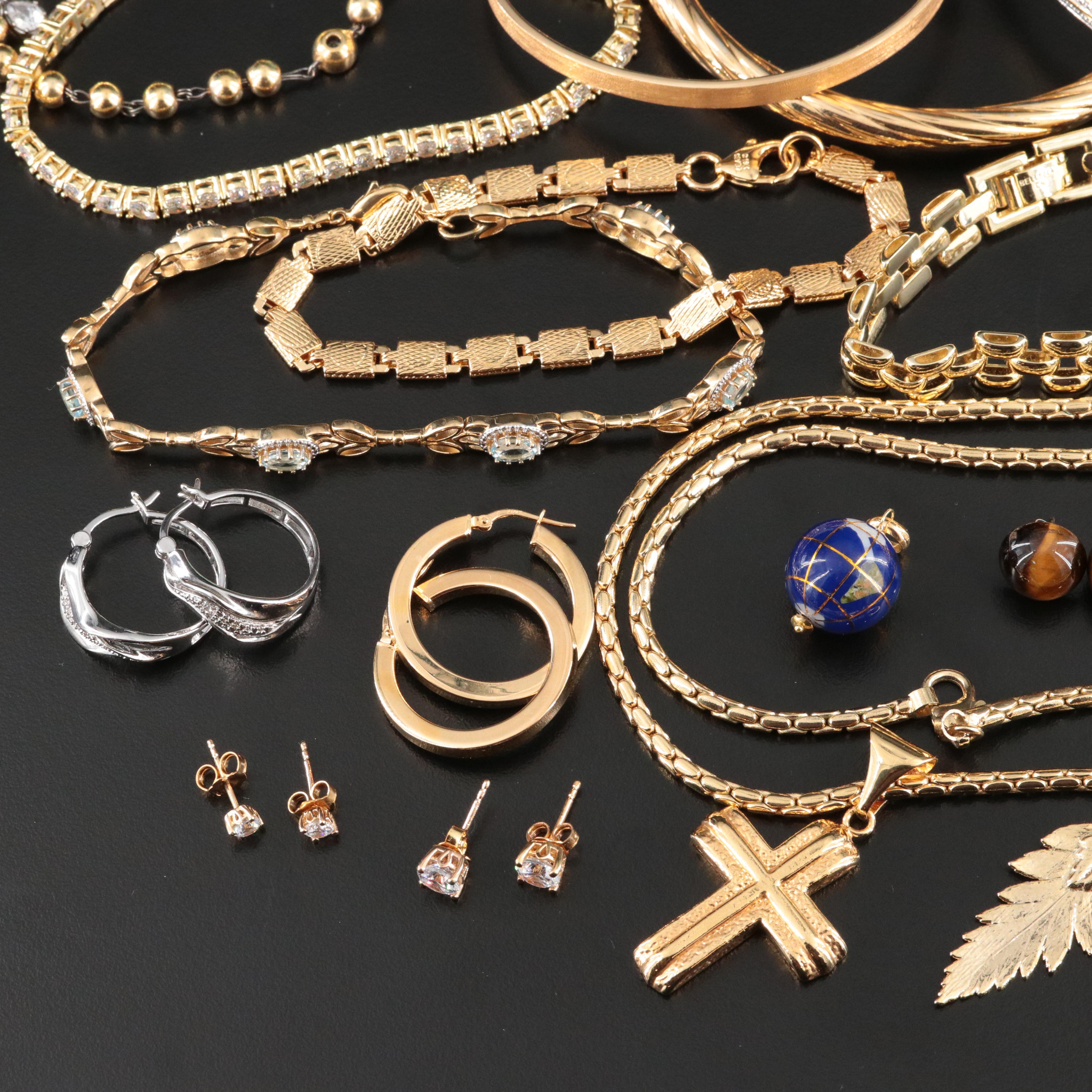 Tiger's Eye, Blue Topaz and Enamel Featured in Costume Jewelry Colleciton
