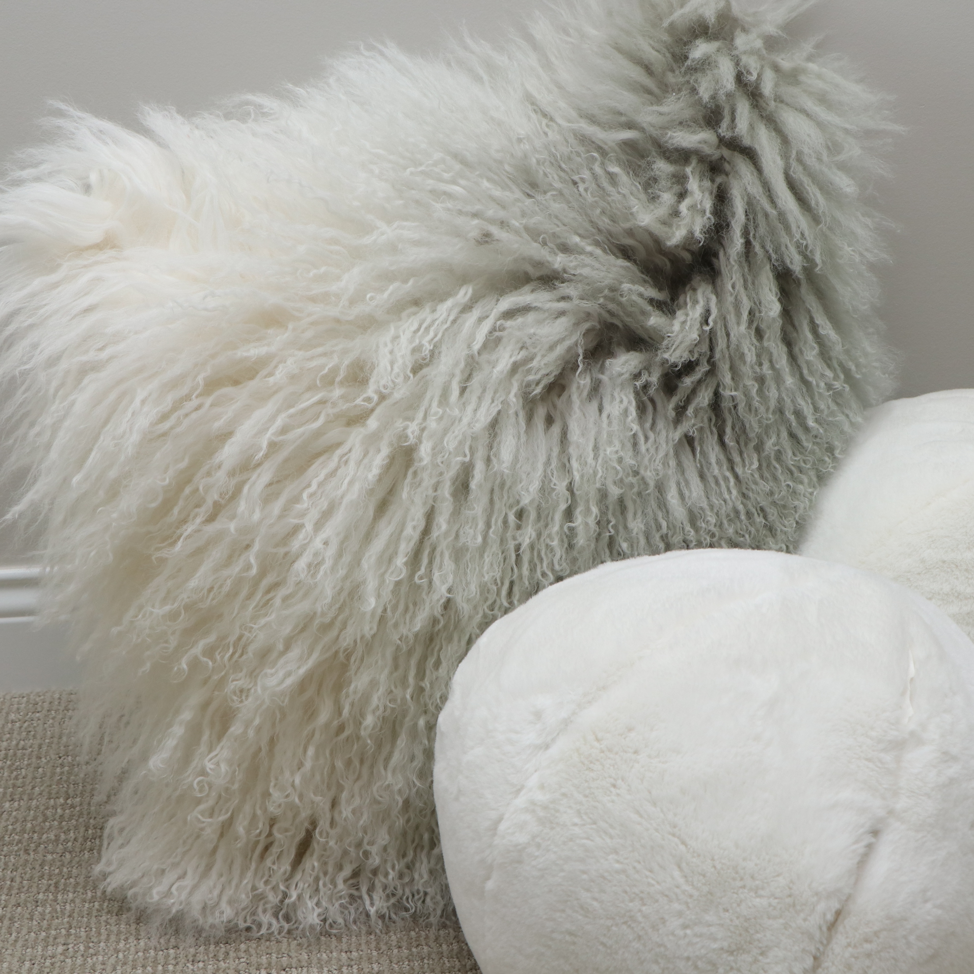 Safavieh "Cuddle" Faux Fur Throw, Surya Sheepskin Pillows and More Pillows
